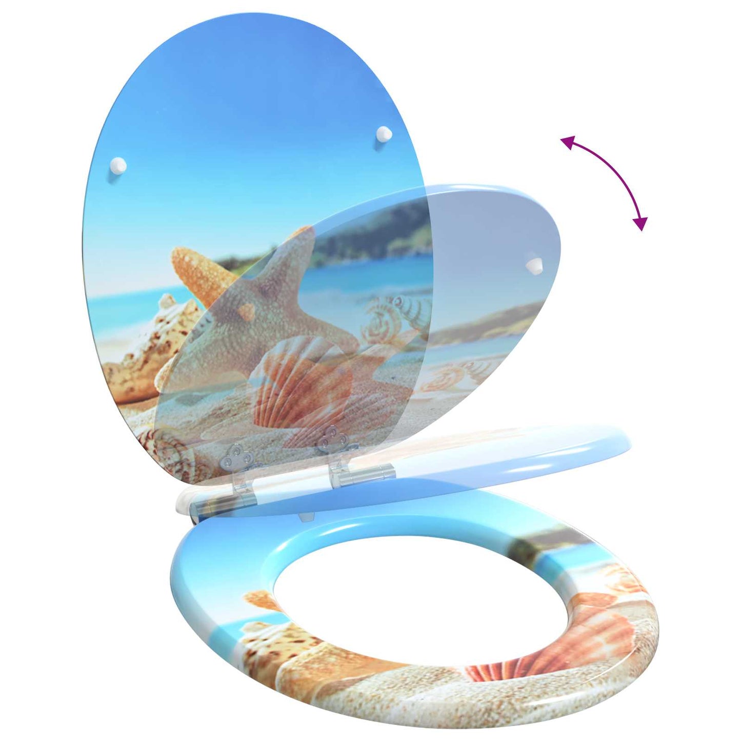 Zachte sluit toiletbril 2 pcs Zee Schelp 44 x 38 cm MDF-plaat is nu te koop bij PeponiXL, paradijselijk wonen!