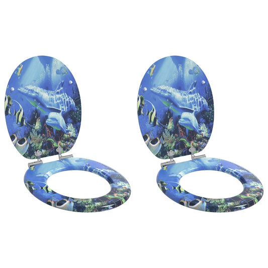 Toiletbril 2 pcs Blauw 44 x 38 cm MDF-plaat is nu te koop bij PeponiXL, paradijselijk wonen!