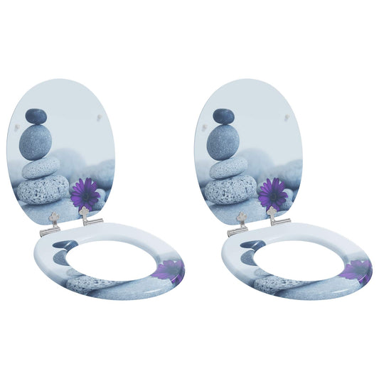 Toiletbril 2 pcs Grijs 44 x 38 cm MDF-plaat is nu te koop bij PeponiXL, paradijselijk wonen!