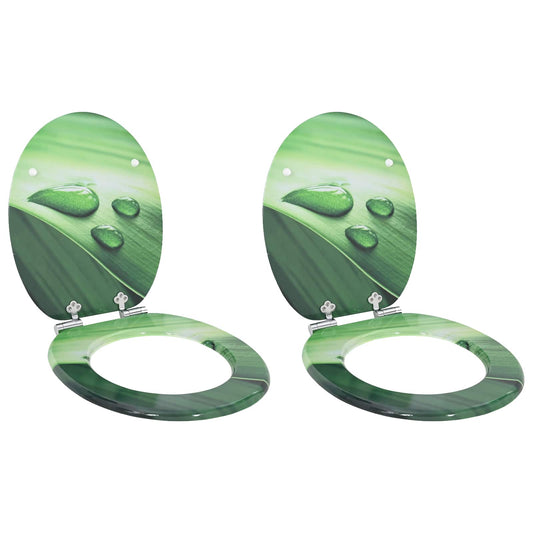 Toiletbril 2 pcs Groene Druppel 44 x 38 cm MDF-plaat is nu te koop bij PeponiXL, paradijselijk wonen!