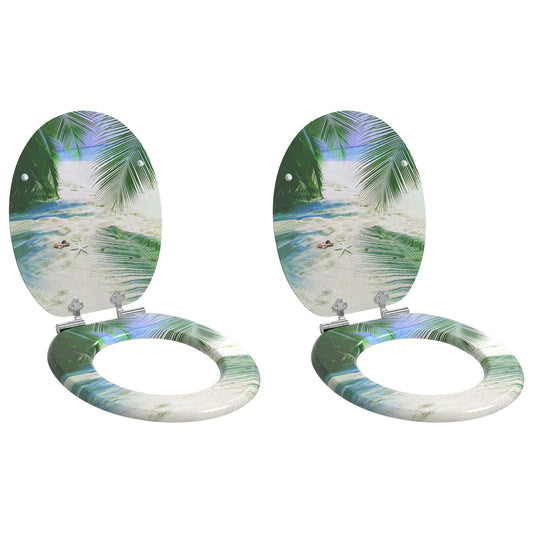 Toiletbril 2 pcs Groen 44 x 38 cm MDF-plaat is nu te koop bij PeponiXL, paradijselijk wonen!