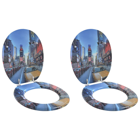 Toiletbril 2 pcs Grijs 44 x 38 cm MDF-plaat is nu te koop bij PeponiXL, paradijselijk wonen!