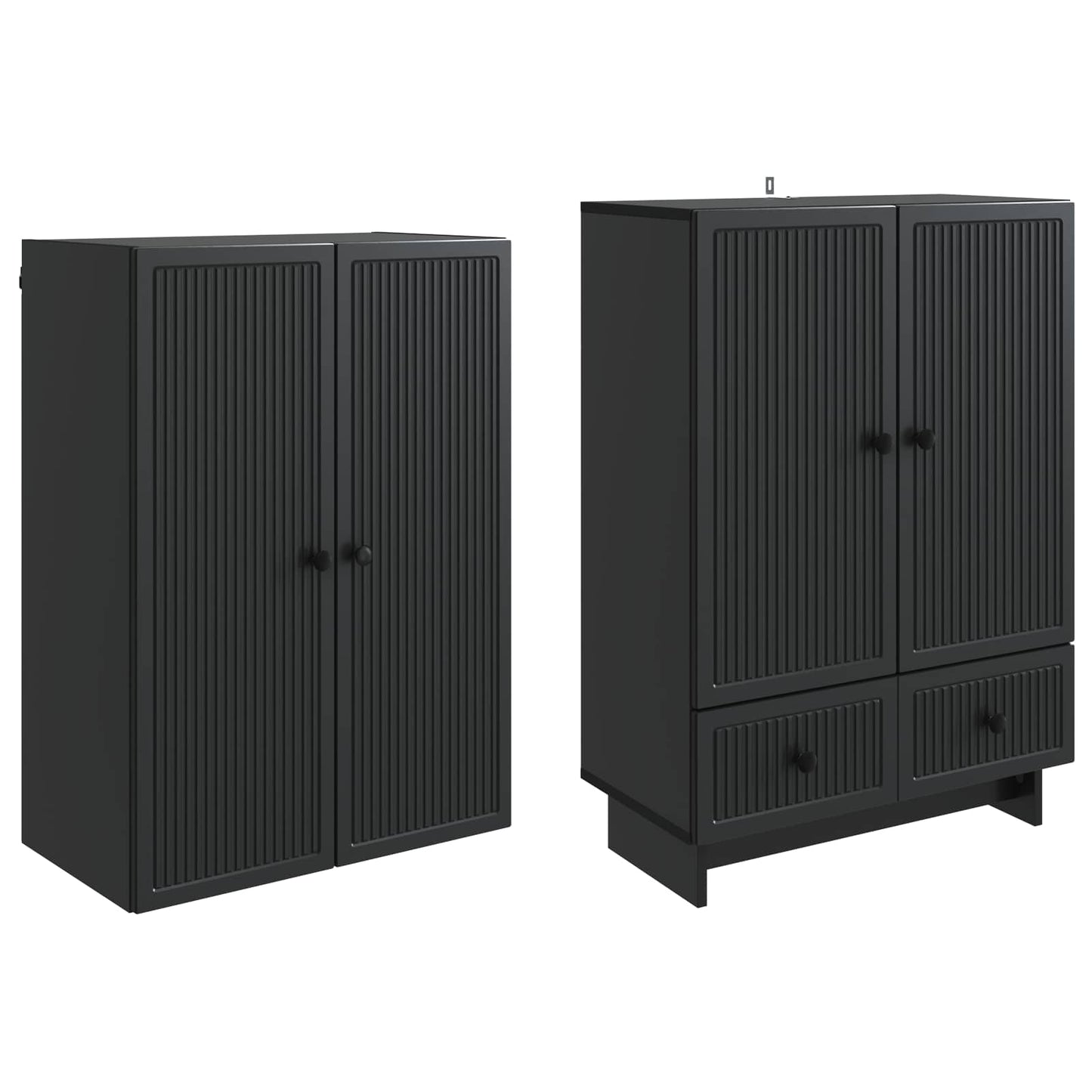 Kastenset 2 pcs Zwart 66 x 34,5 x 95 cm Bewerkt hout is nu te koop bij PeponiXL, paradijselijk wonen!