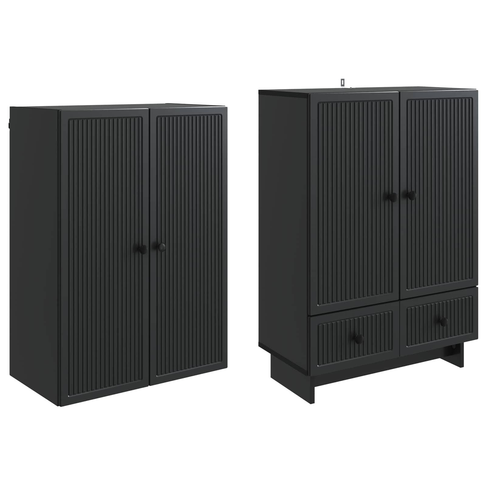 Kastenset 2 pcs Zwart 66 x 34,5 x 95 cm Bewerkt hout is nu te koop bij PeponiXL, paradijselijk wonen!