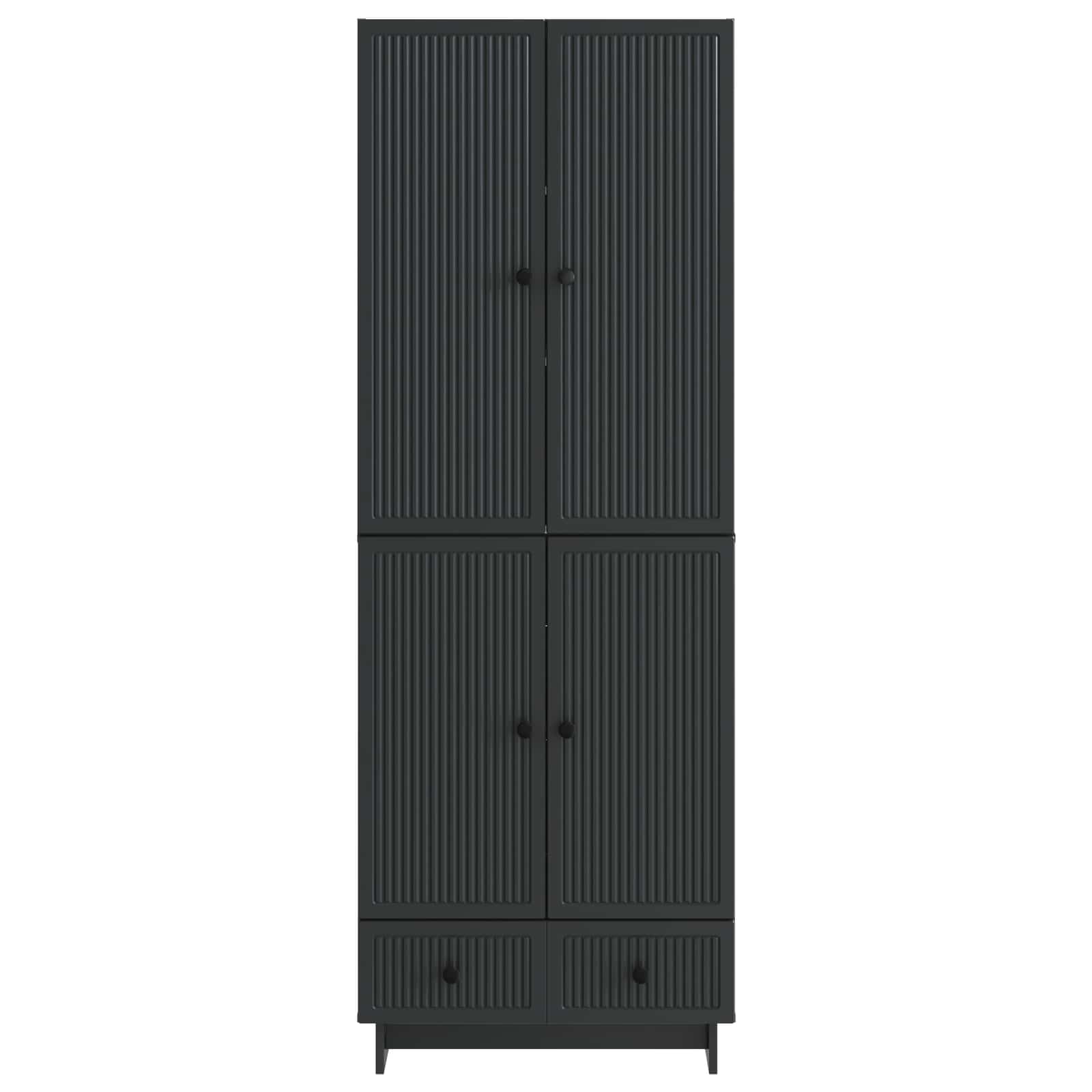 Kastenset 2 pcs Zwart 66 x 34,5 x 95 cm Bewerkt hout is nu te koop bij PeponiXL, paradijselijk wonen!