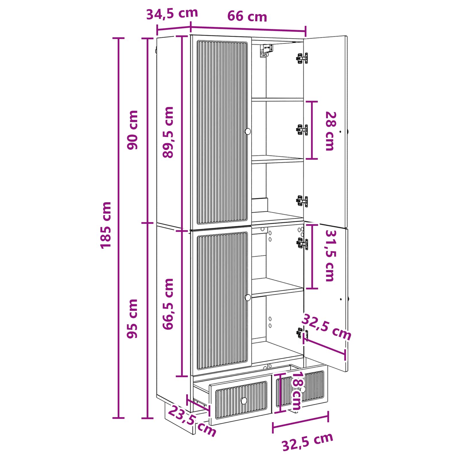 Kastenset 2 pcs Sonoma Eiken 66 x 34,5 x 95 cm Bewerkt hout is nu te koop bij PeponiXL, paradijselijk wonen!