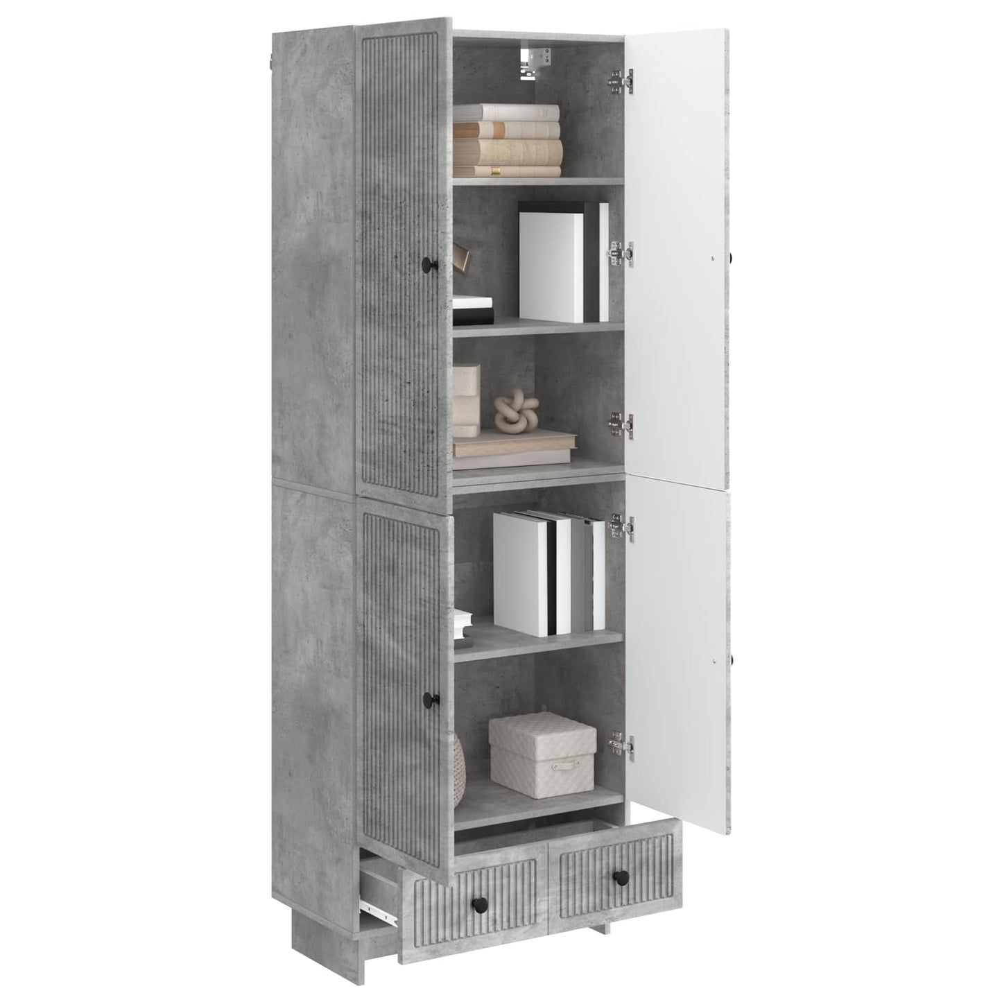 Kastenset 2 pcs Betongrijs 66 x 34,5 x 95 cm Bewerkt hout is nu te koop bij PeponiXL, paradijselijk wonen!