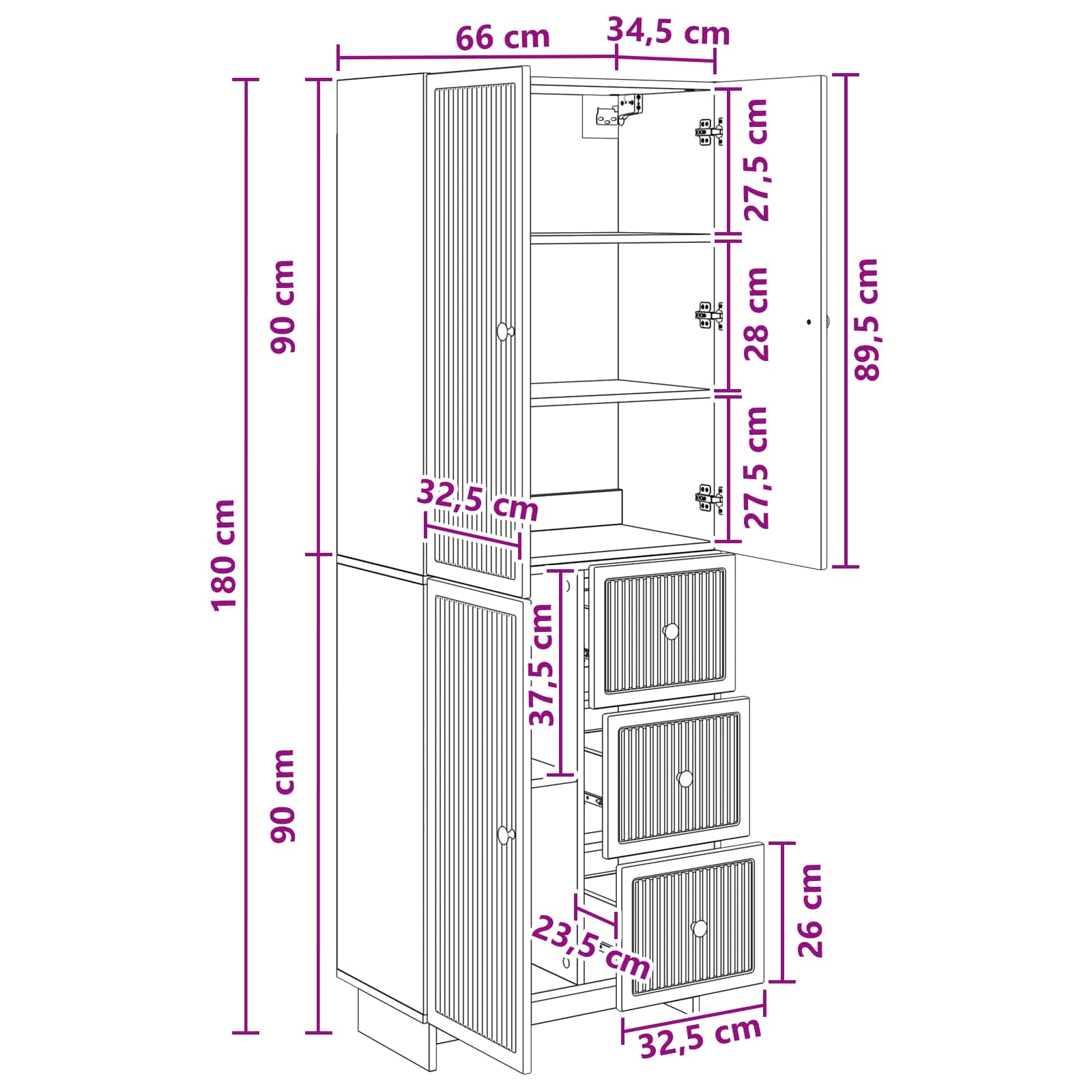 Kastenset 2 pcs 66 x 34,5 x 90 cm Bewerkt hout is nu te koop bij PeponiXL, paradijselijk wonen!