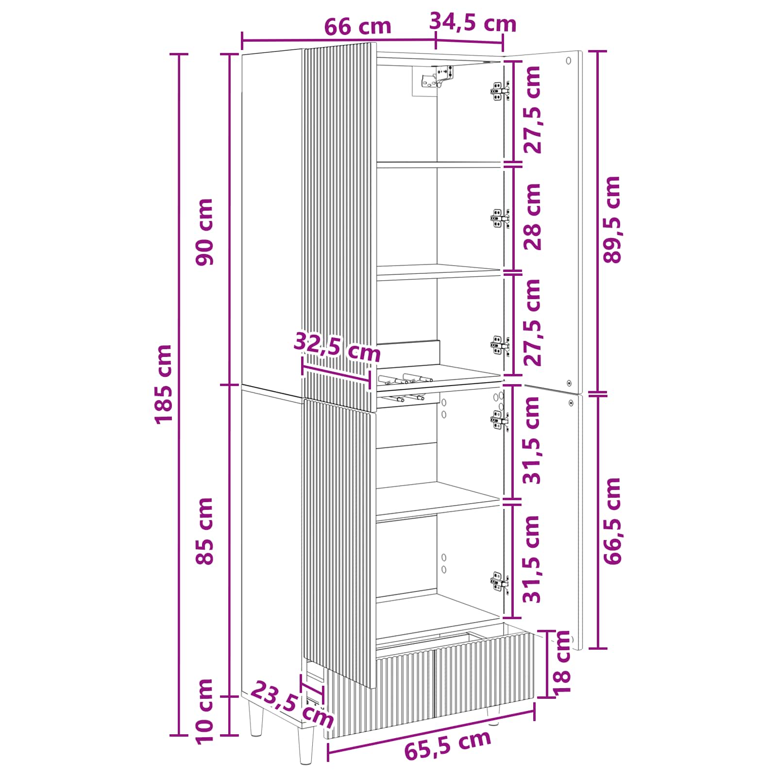 Kastenset 2 pcs 66 x 34,5 x 95 cm Bewerkt hout is nu te koop bij PeponiXL, paradijselijk wonen!