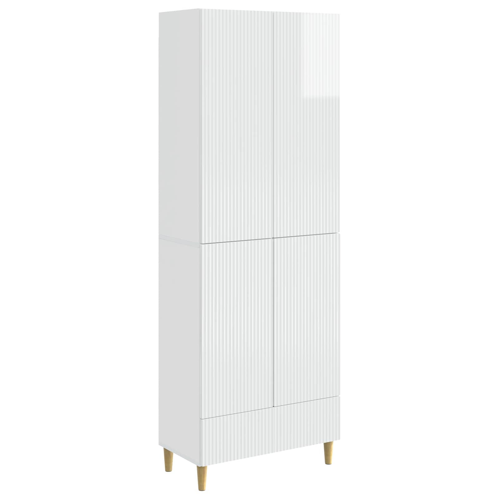 Kastenset 2 pcs Hoogglans Wit 66 x 34,5 x 95 cm Bewerkt hout is nu te koop bij PeponiXL, paradijselijk wonen!