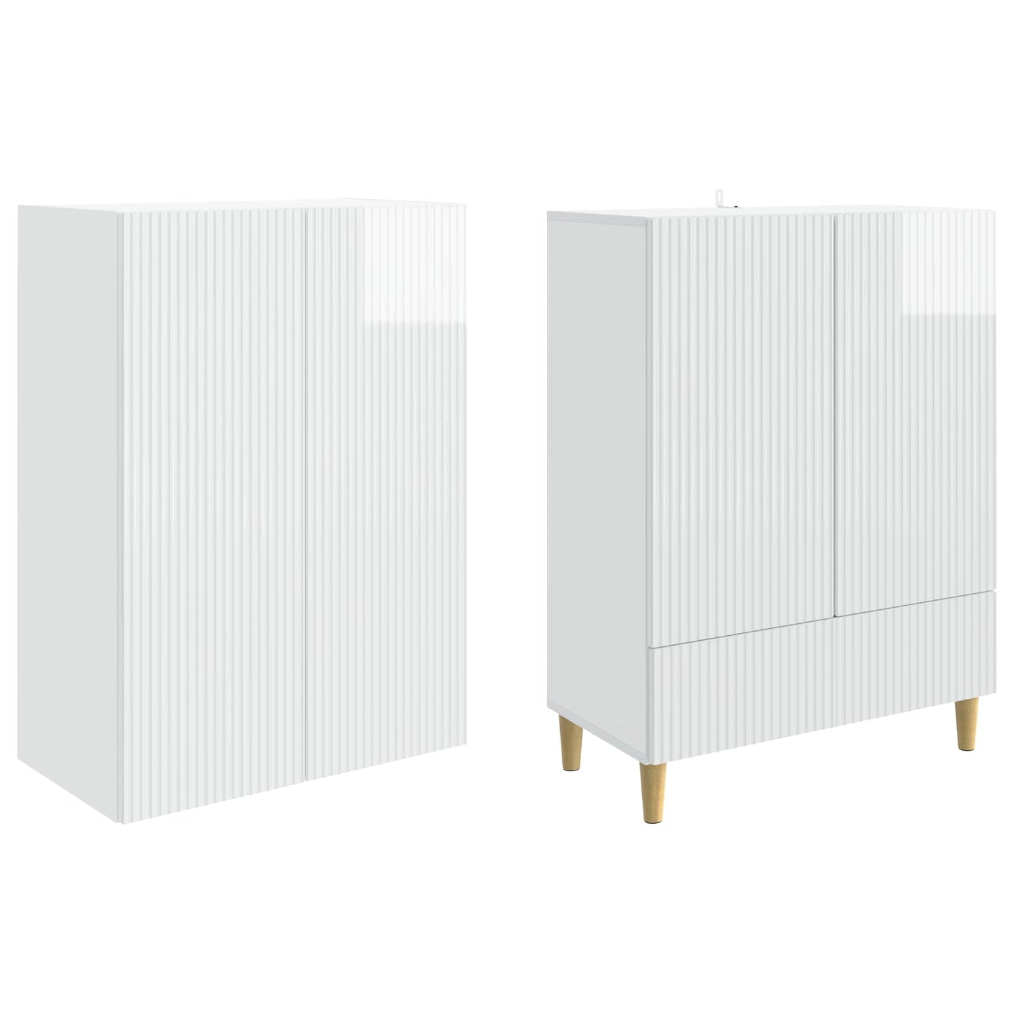 Kastenset 2 pcs Hoogglans Wit 66 x 34,5 x 95 cm Bewerkt hout is nu te koop bij PeponiXL, paradijselijk wonen!
