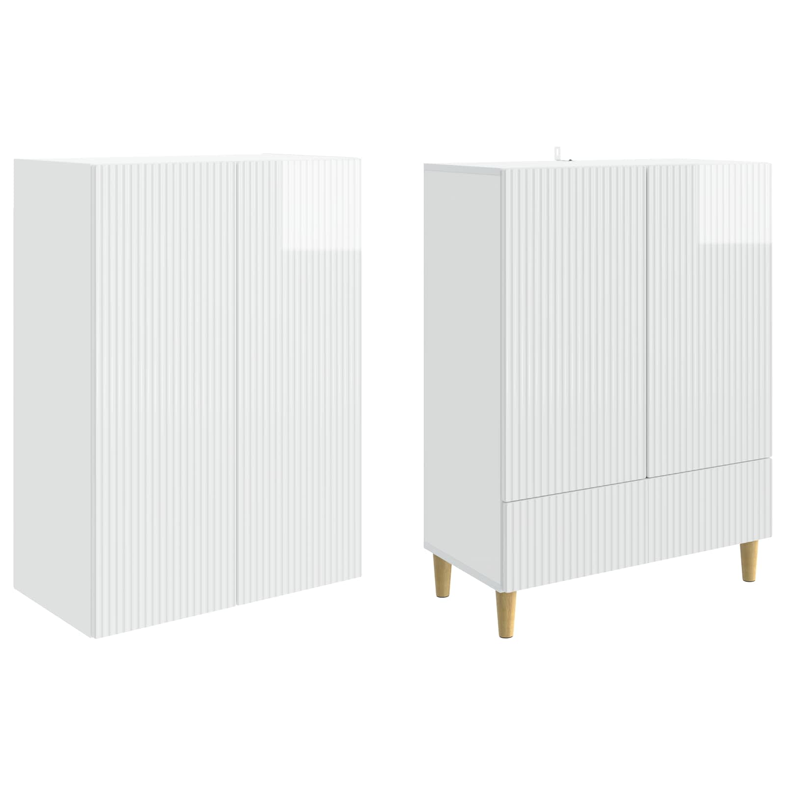Kastenset 2 pcs Hoogglans Wit 66 x 34,5 x 95 cm Bewerkt hout is nu te koop bij PeponiXL, paradijselijk wonen!