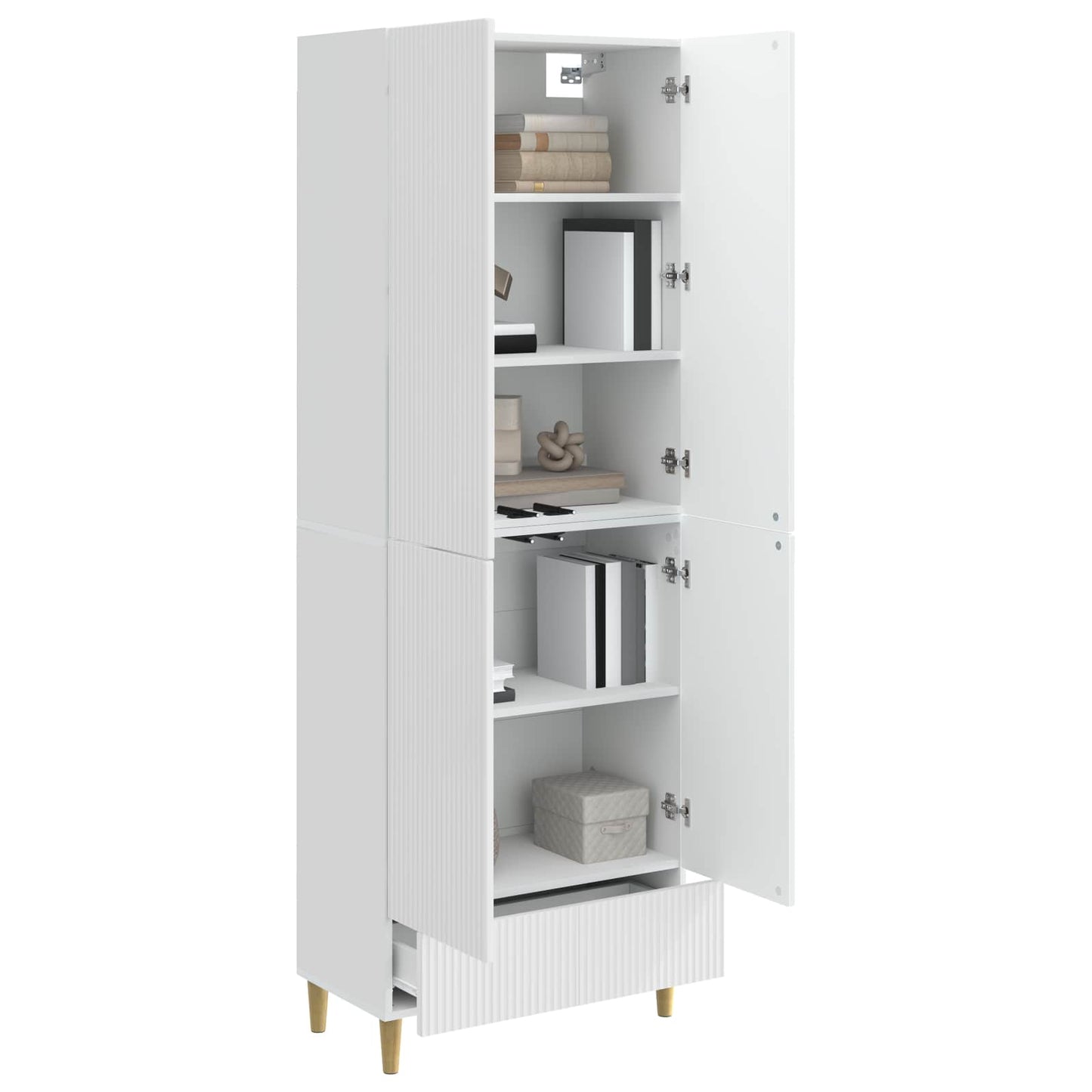 Kastenset 2 pcs Hoogglans Wit 66 x 34,5 x 95 cm Bewerkt hout is nu te koop bij PeponiXL, paradijselijk wonen!