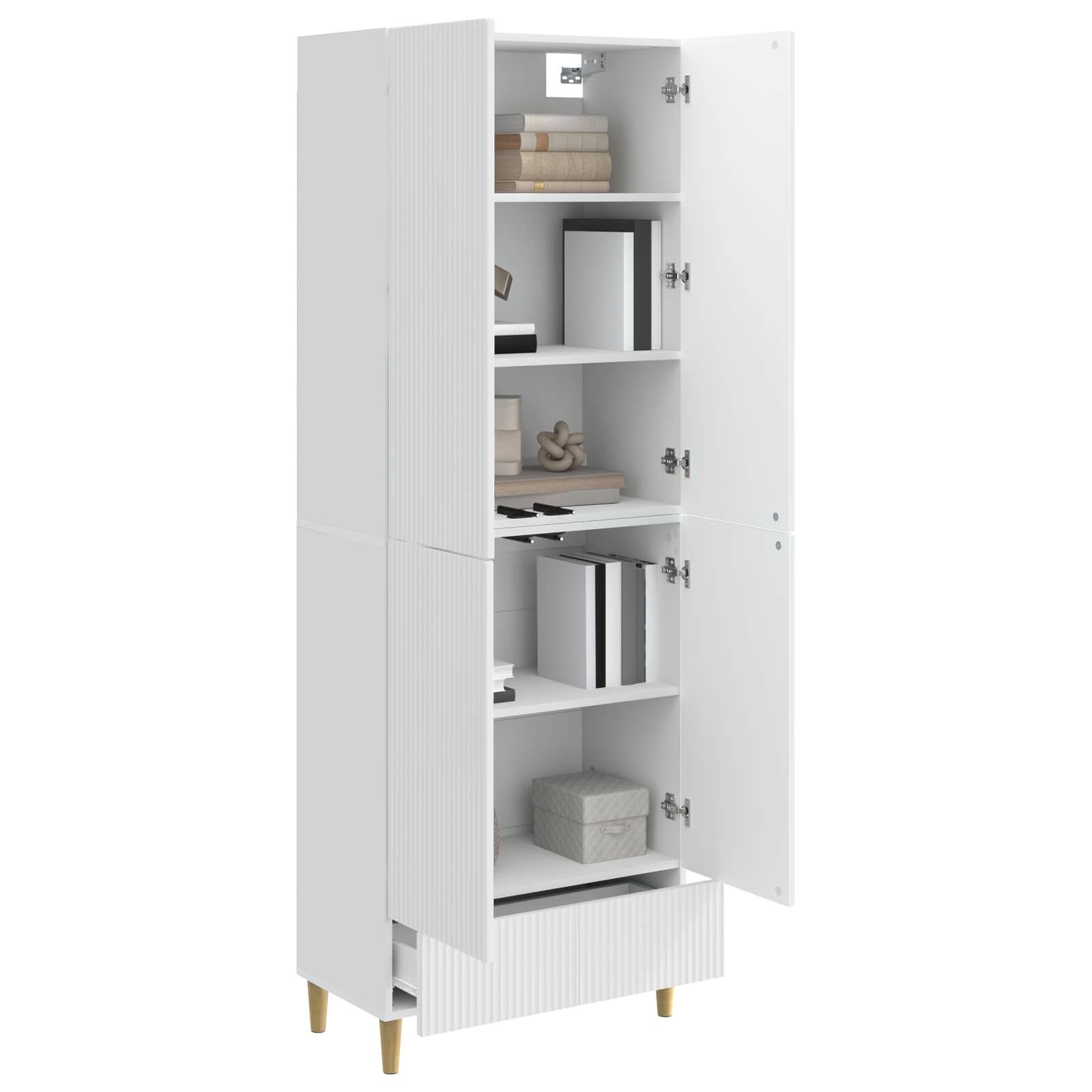 Kastenset 2 pcs Hoogglans Wit 66 x 34,5 x 95 cm Bewerkt hout is nu te koop bij PeponiXL, paradijselijk wonen!