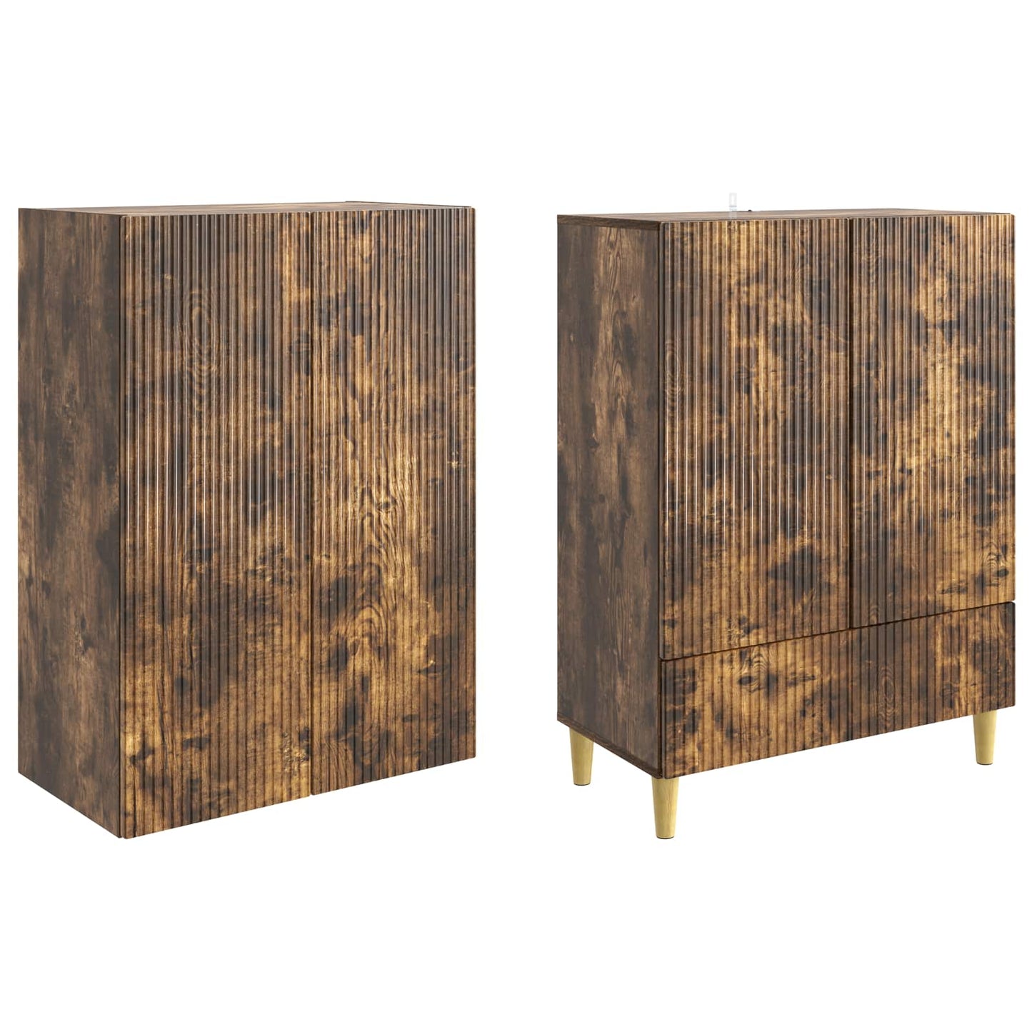 Kastenset 2 pcs Gerookt eiken 66 x 34,5 x 95 cm Bewerkt hout is nu te koop bij PeponiXL, paradijselijk wonen!