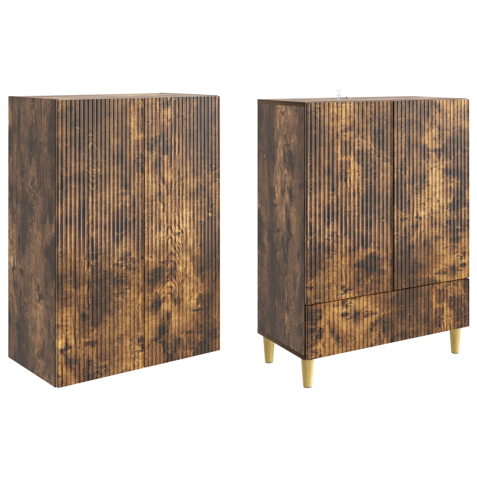 Kastenset 2 pcs Gerookt eiken 66 x 34,5 x 95 cm Bewerkt hout is nu te koop bij PeponiXL, paradijselijk wonen!