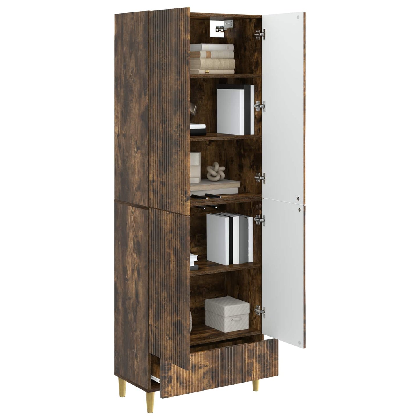 Kastenset 2 pcs Gerookt eiken 66 x 34,5 x 95 cm Bewerkt hout is nu te koop bij PeponiXL, paradijselijk wonen!