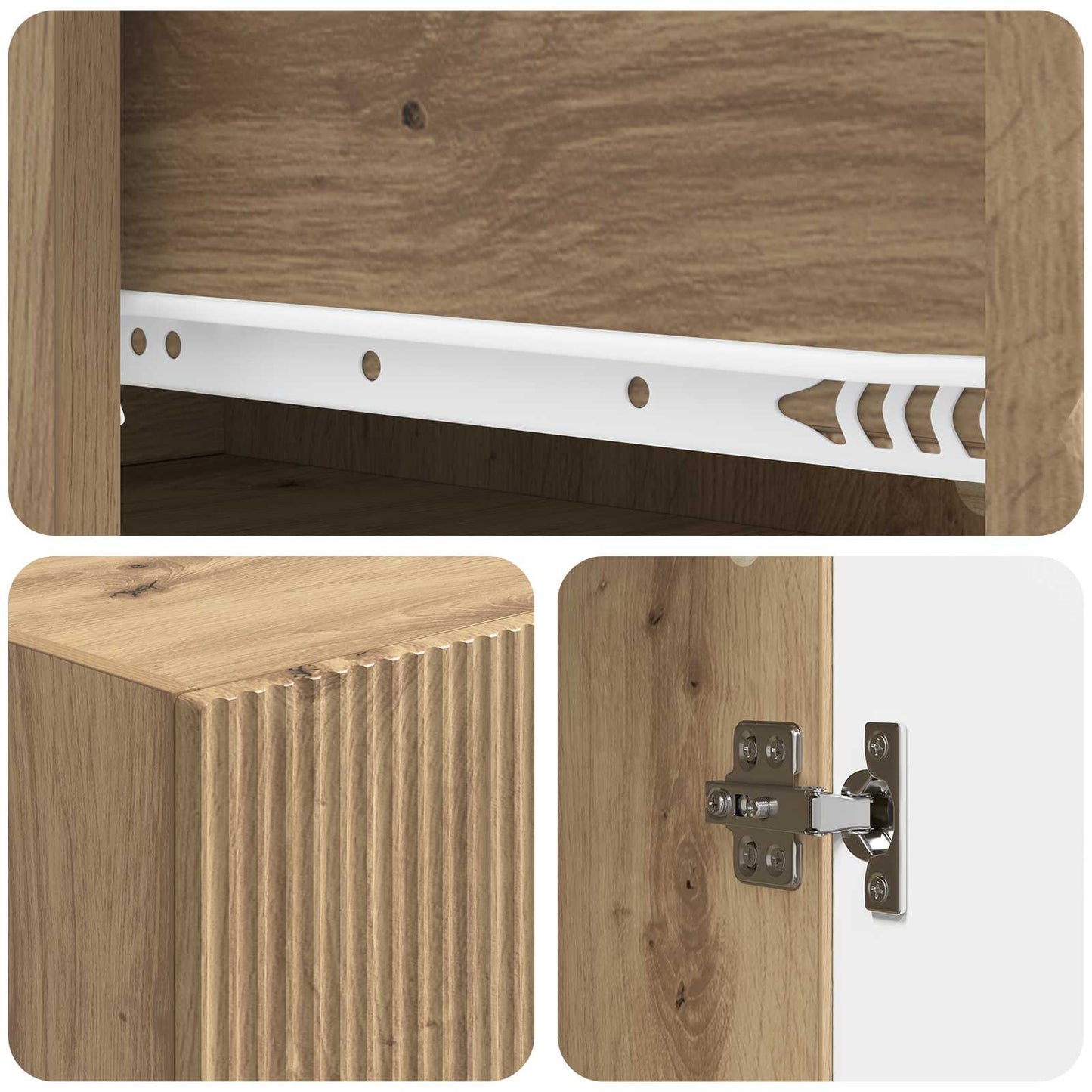 Kastenset 2 pcs Artisanaal eiken 66 x 34,5 x 95 cm Bewerkt hout