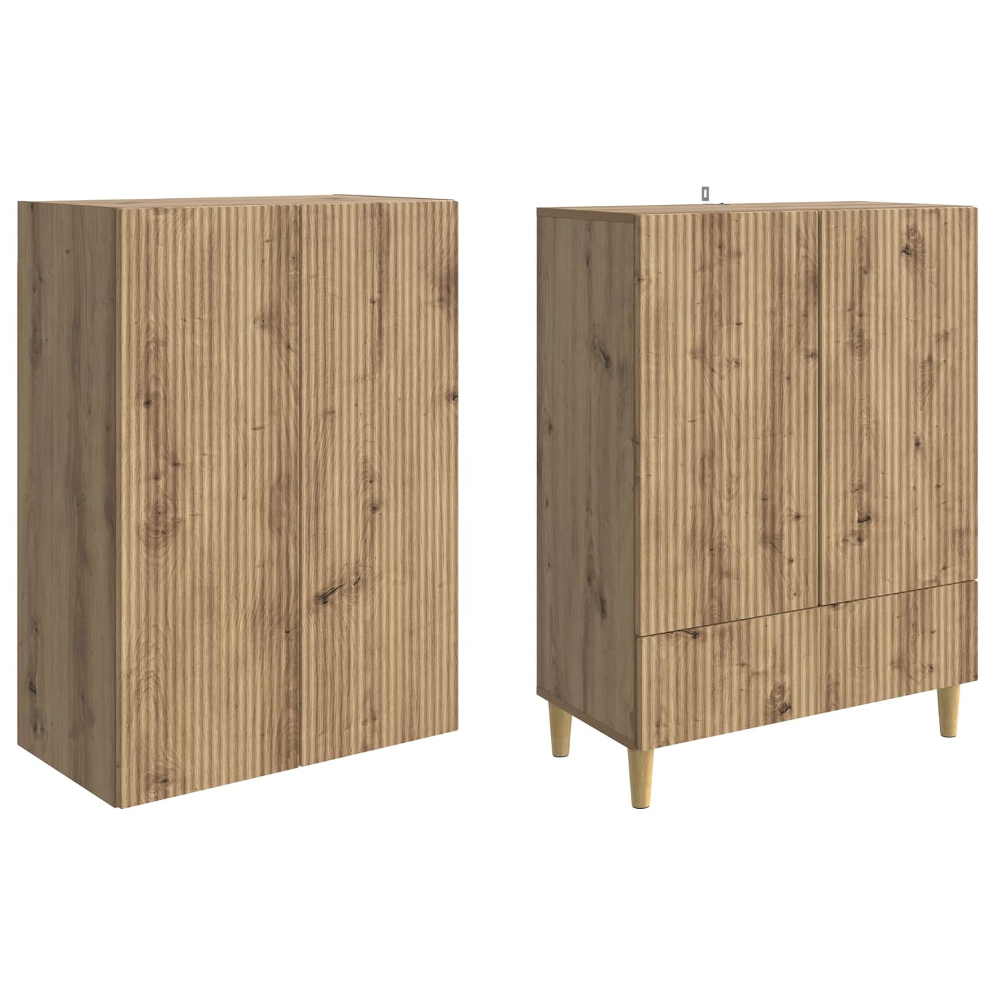 Kastenset 2 pcs Artisanaal eiken 66 x 34,5 x 95 cm Bewerkt hout