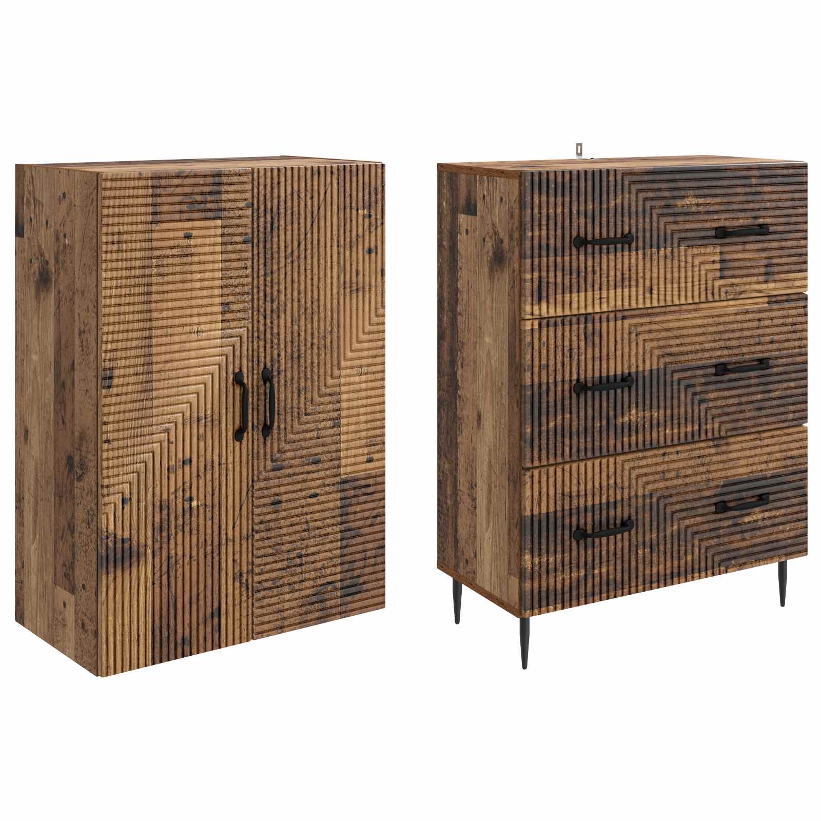 Kastenset 2 pcs Oud hout 66 x 34,5 x 90 cm Bewerkt hout is nu te koop bij PeponiXL, paradijselijk wonen!