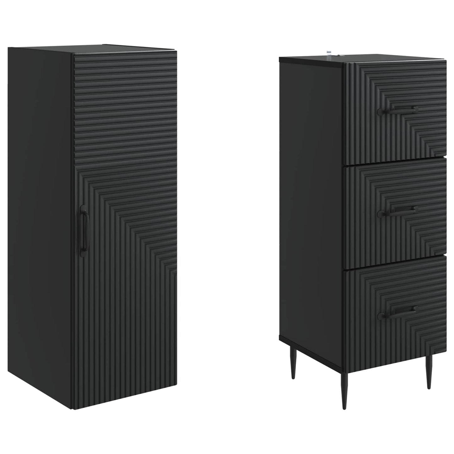 Kastenset 2 pcs Zwart 33 x 34,5 x 90 cm Bewerkt hout is nu te koop bij PeponiXL, paradijselijk wonen!