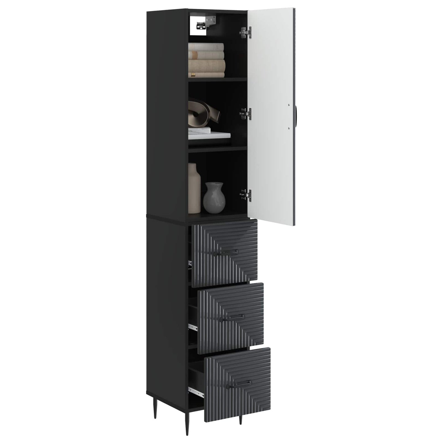 Kastenset 2 pcs Zwart 33 x 34,5 x 90 cm Bewerkt hout is nu te koop bij PeponiXL, paradijselijk wonen!