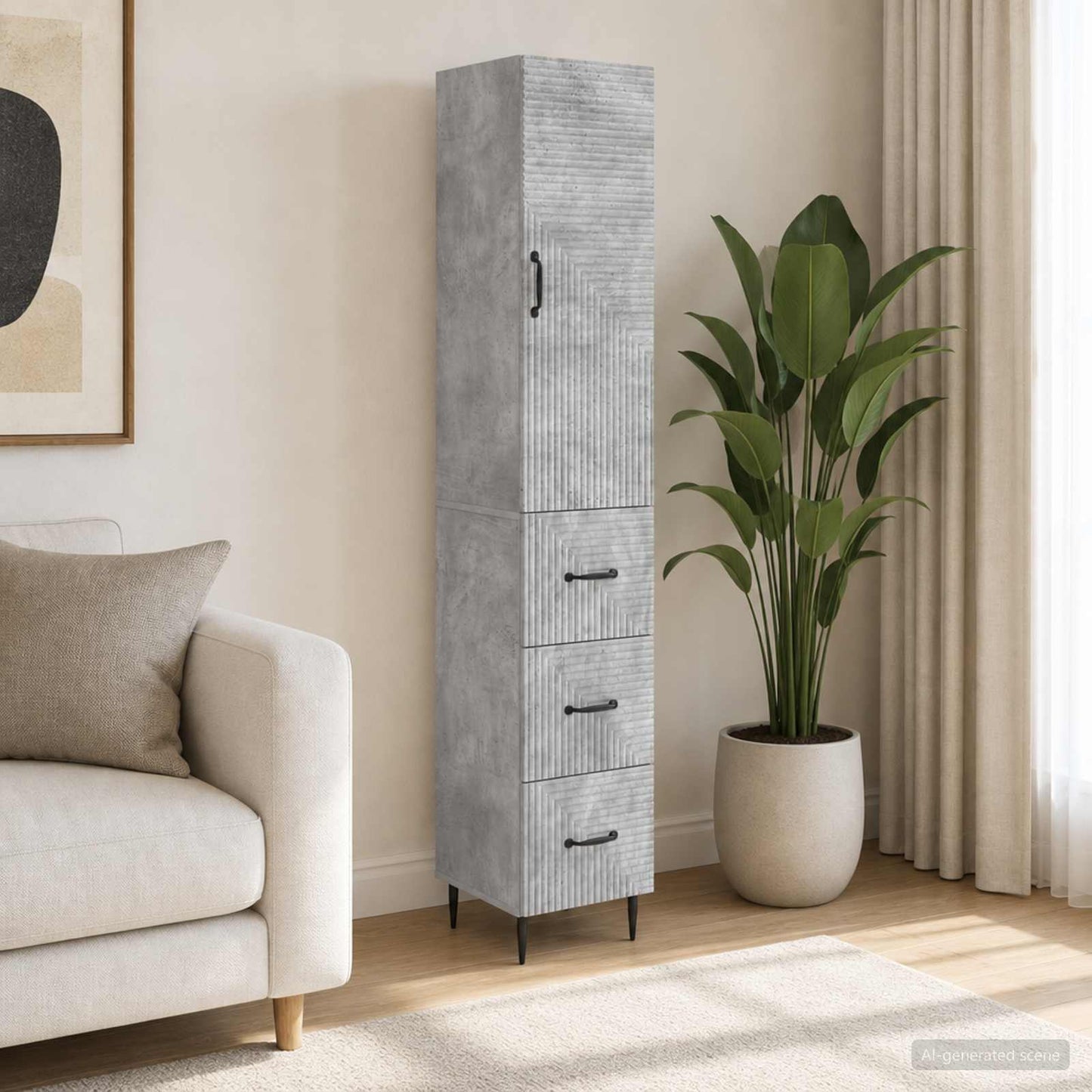 Kastenset 2 pcs Betongrijs 33 x 34,5 x 90 cm Bewerkt hout is nu te koop bij PeponiXL, paradijselijk wonen!