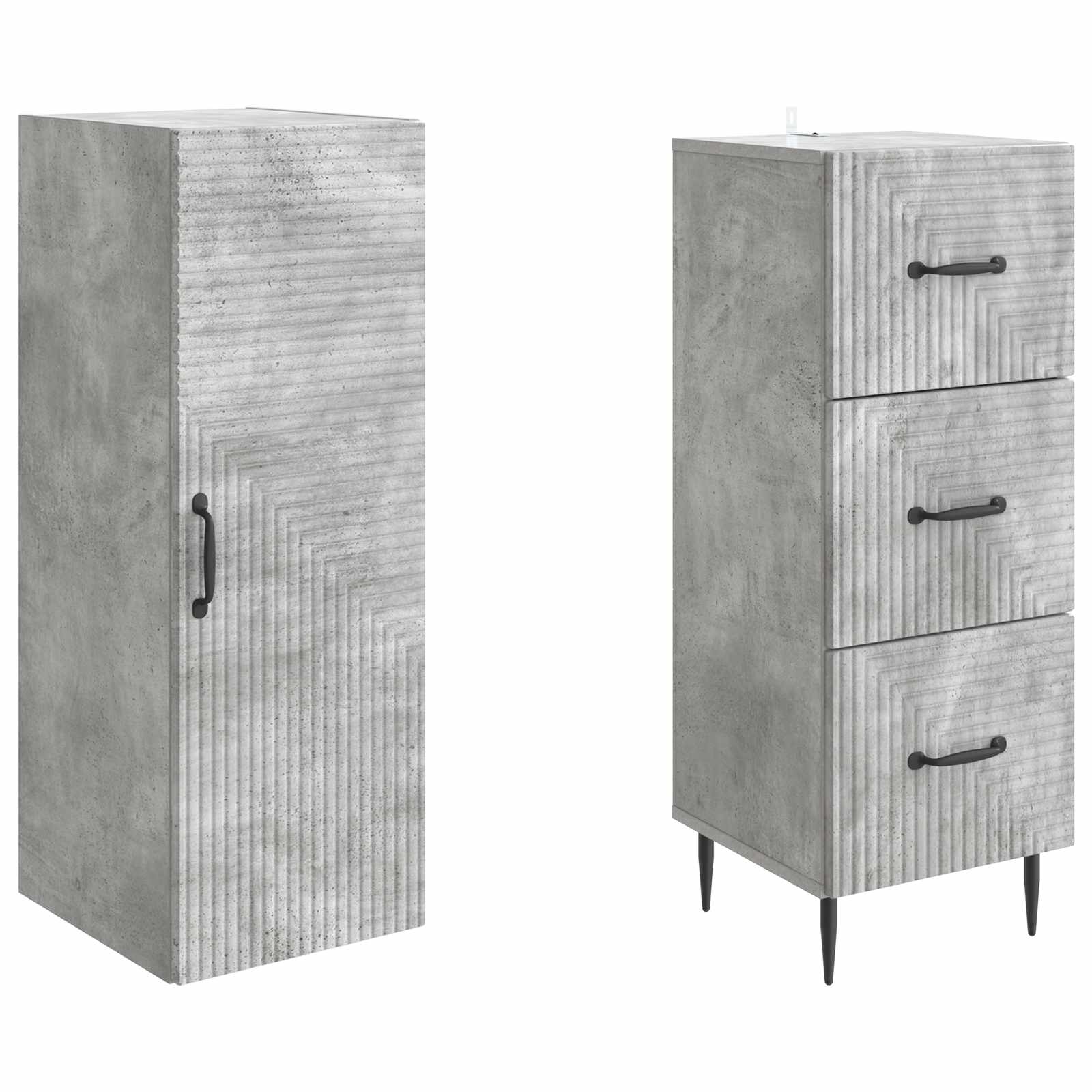 Kastenset 2 pcs Betongrijs 33 x 34,5 x 90 cm Bewerkt hout is nu te koop bij PeponiXL, paradijselijk wonen!