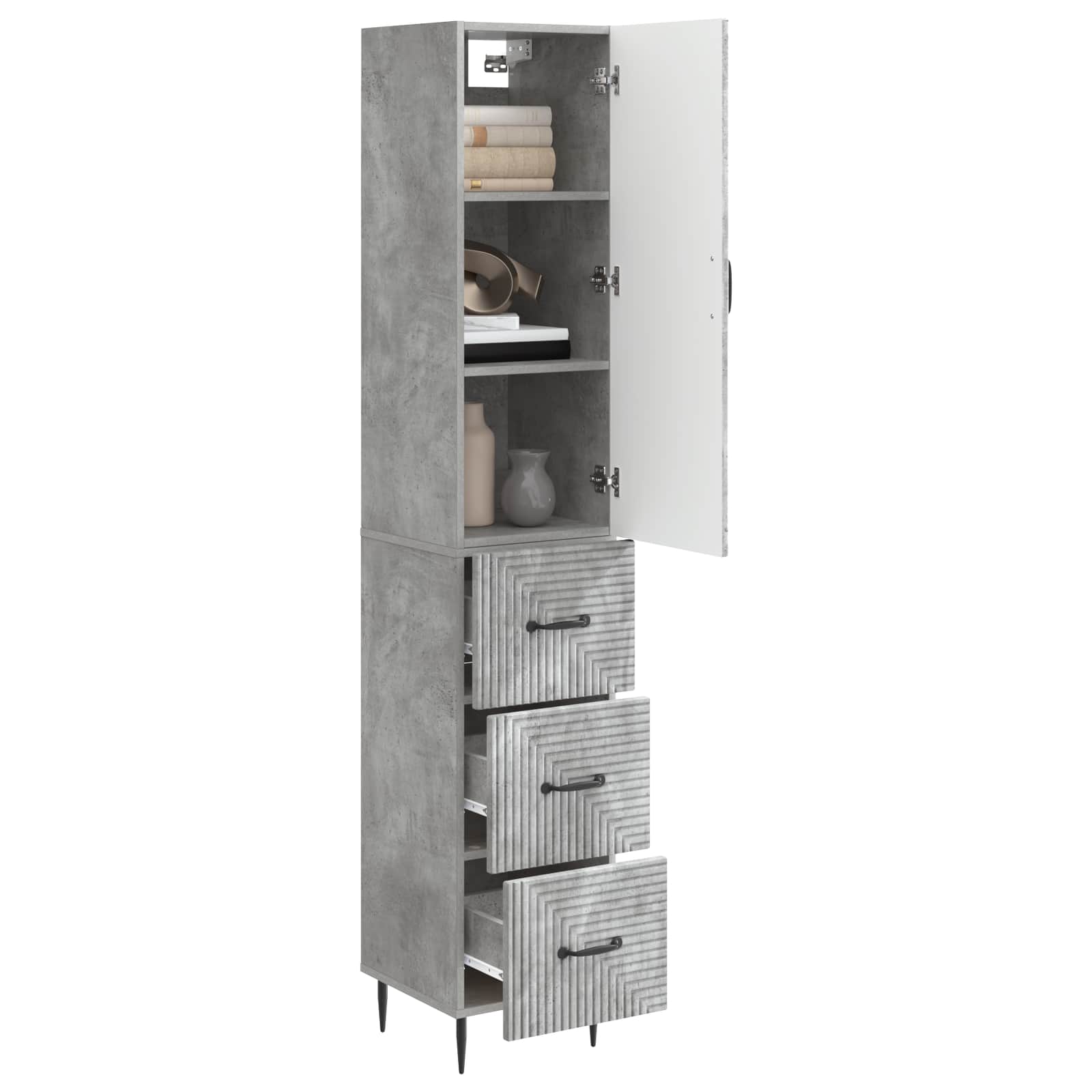 Kastenset 2 pcs Betongrijs 33 x 34,5 x 90 cm Bewerkt hout is nu te koop bij PeponiXL, paradijselijk wonen!