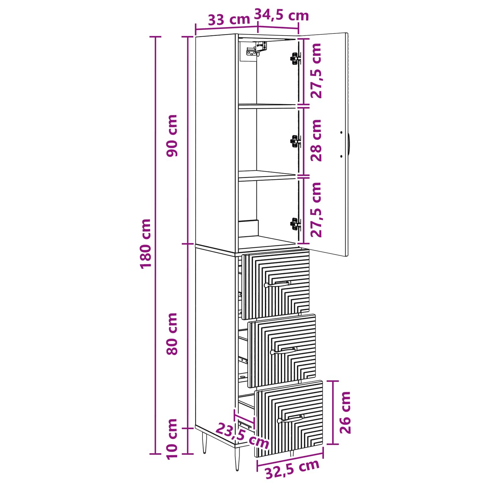 Kastenset 2 pcs Betongrijs 33 x 34,5 x 90 cm Bewerkt hout is nu te koop bij PeponiXL, paradijselijk wonen!