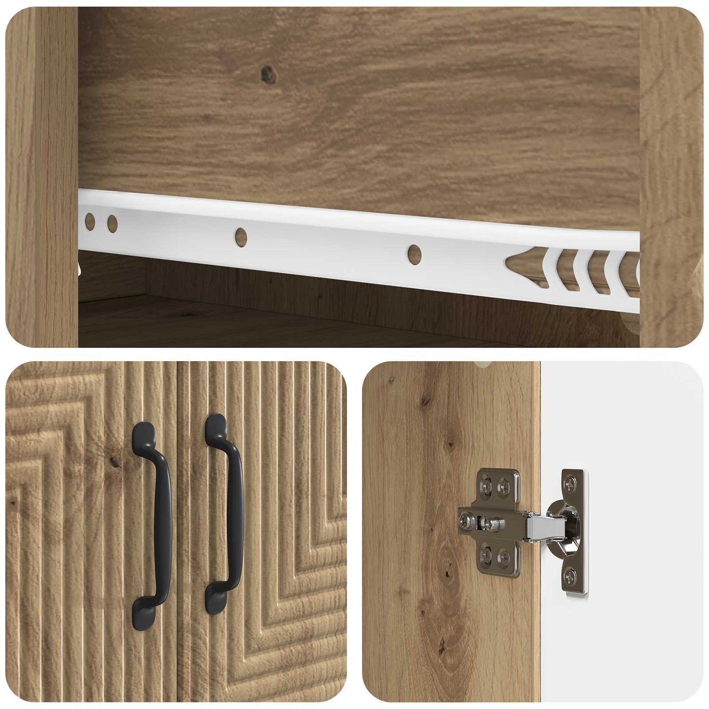 Kastenset 2 pcs Artisanaal eiken 66 x 34,5 x 89,5 cm