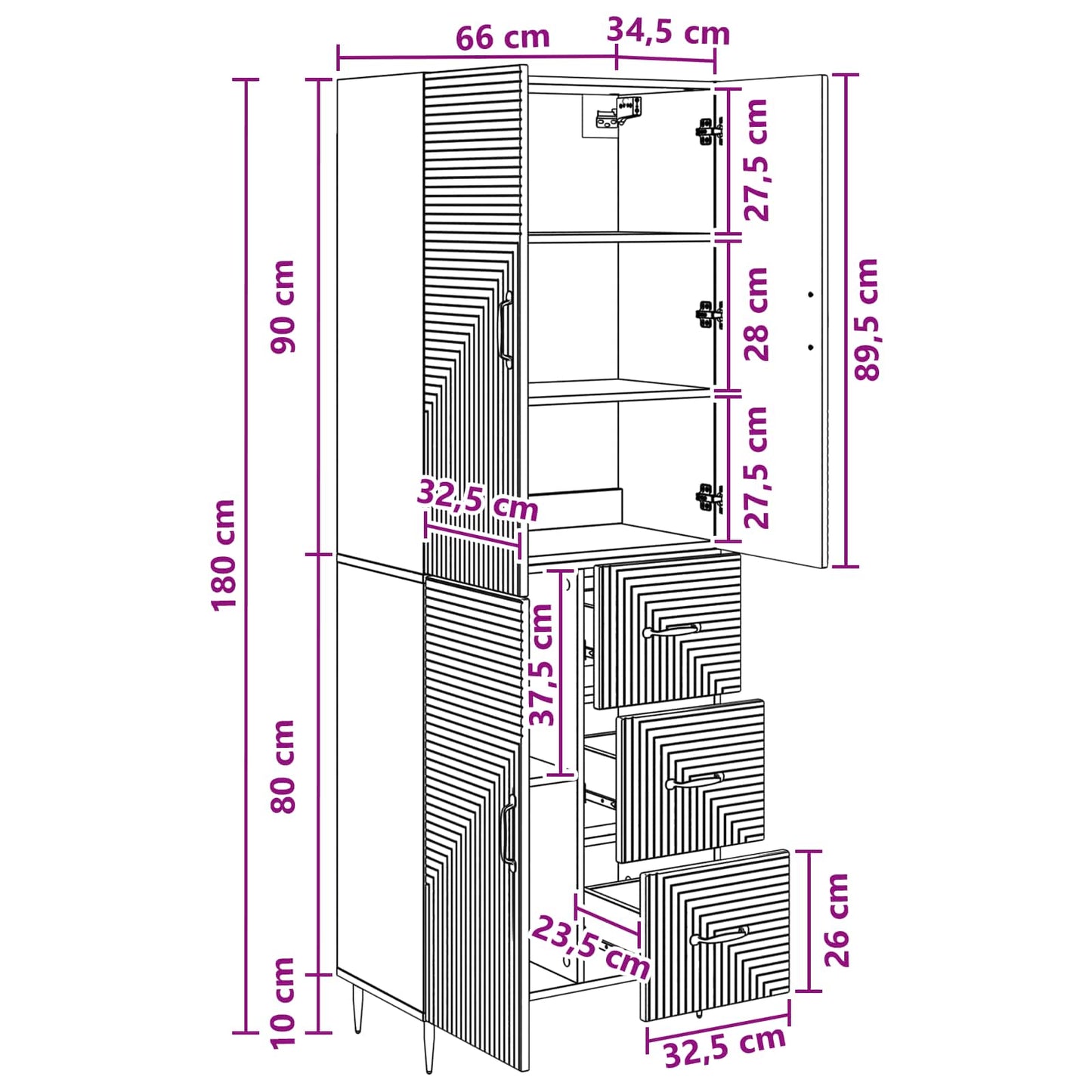 Kastenset 2 pcs Artisanaal eiken 66 x 34,5 x 89,5 cm