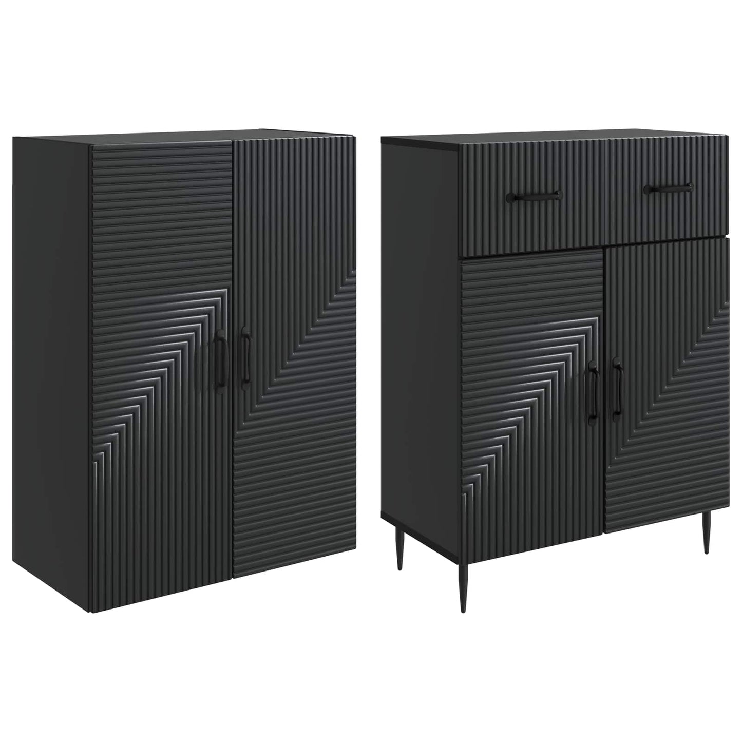 Kastenset 2 pcs Zwart 66 x 34,5 x 89,5 cm Bewerkt hout