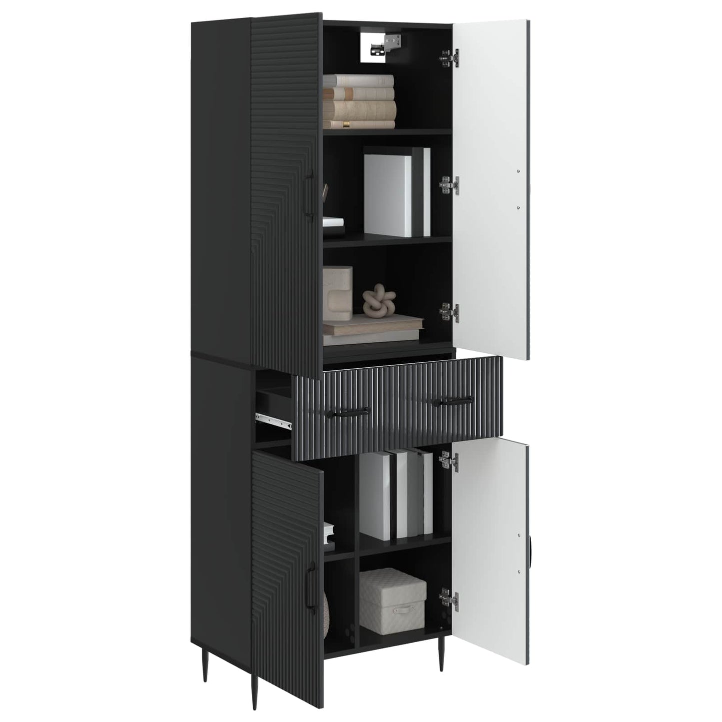 Kastenset 2 pcs Zwart 66 x 34,5 x 89,5 cm Bewerkt hout
