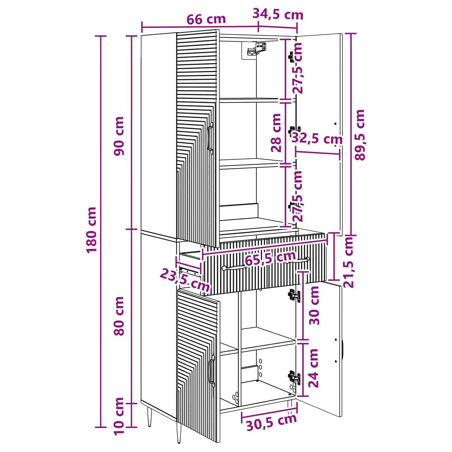 Kastenset 2 pcs Zwart 66 x 34,5 x 89,5 cm Bewerkt hout