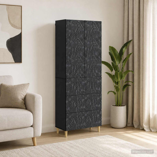 Kastenset 2 pcs Zwart 66 x 34,5 x 90 cm Bewerkt hout is nu te koop bij PeponiXL, paradijselijk wonen!