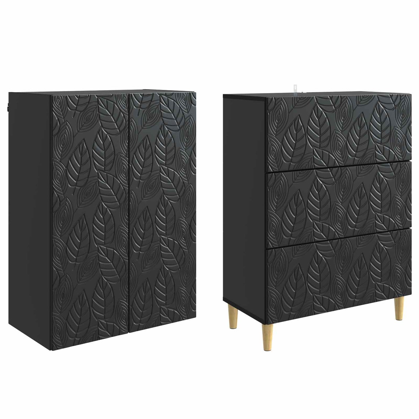 Kastenset 2 pcs Zwart 66 x 34,5 x 90 cm Bewerkt hout is nu te koop bij PeponiXL, paradijselijk wonen!