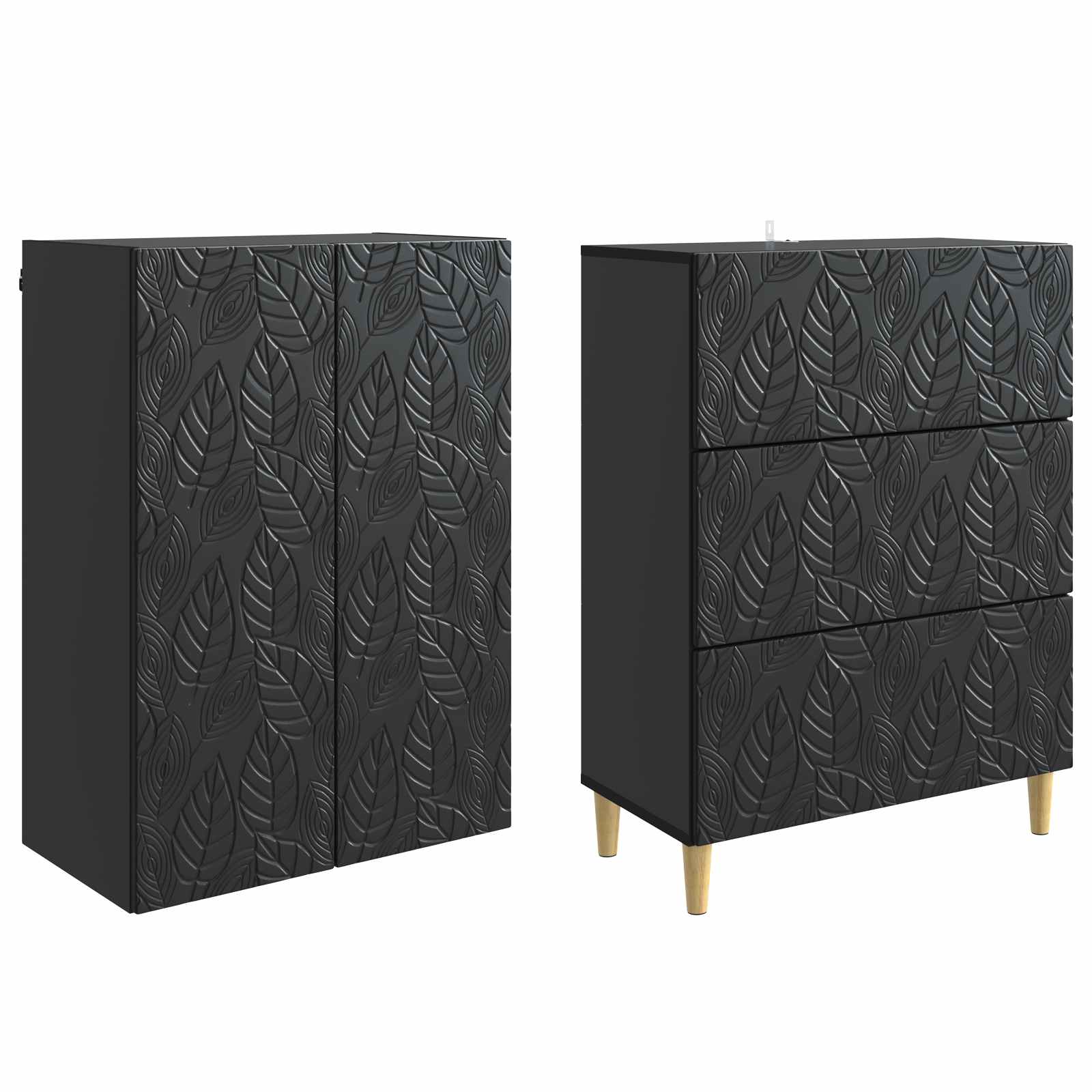 Kastenset 2 pcs Zwart 66 x 34,5 x 90 cm Bewerkt hout is nu te koop bij PeponiXL, paradijselijk wonen!