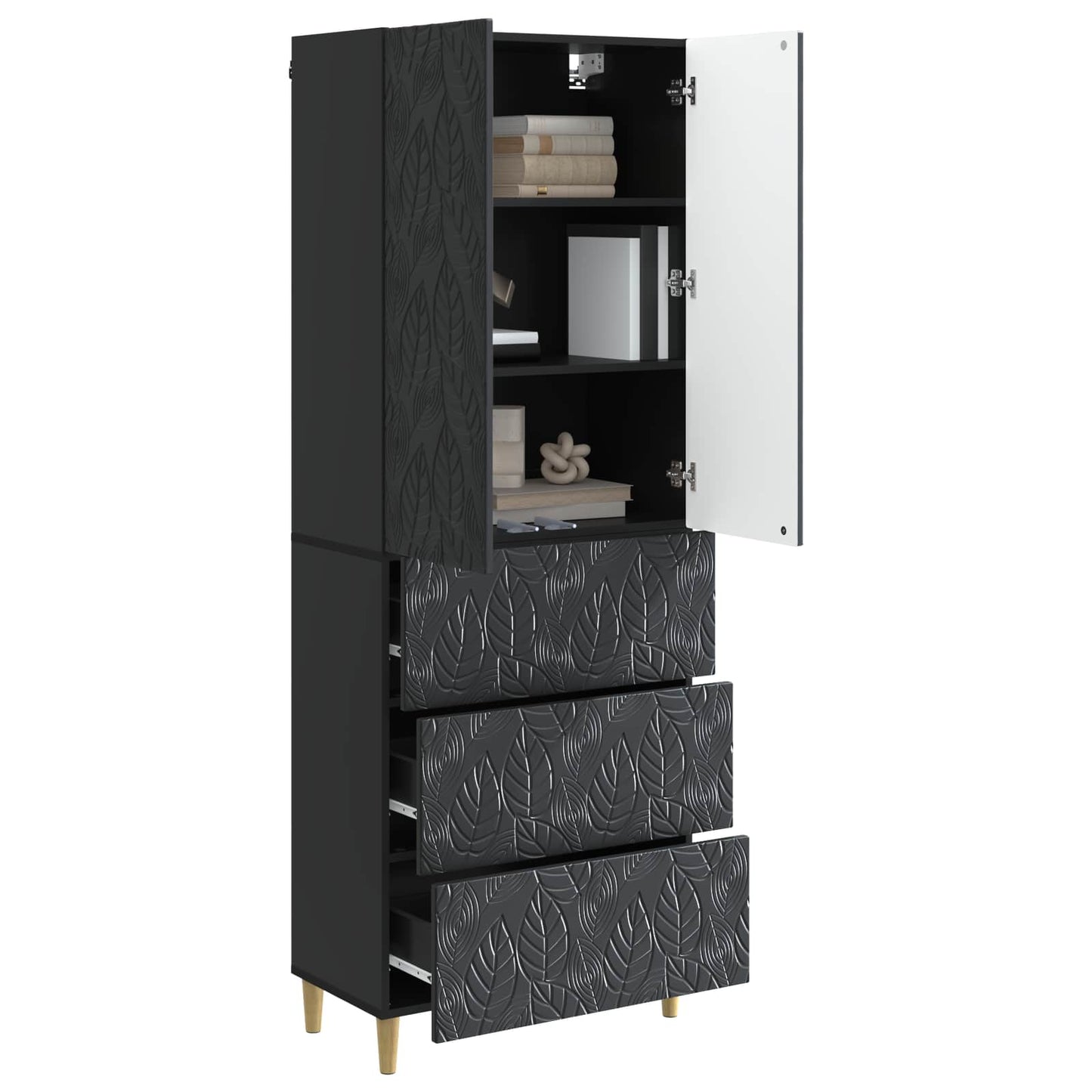 Kastenset 2 pcs Zwart 66 x 34,5 x 90 cm Bewerkt hout is nu te koop bij PeponiXL, paradijselijk wonen!