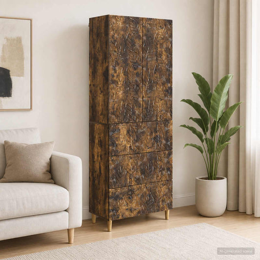 Kastenset 2 pcs Gerookt eiken 66 x 34,5 x 90 cm Bewerkt hout is nu te koop bij PeponiXL, paradijselijk wonen!