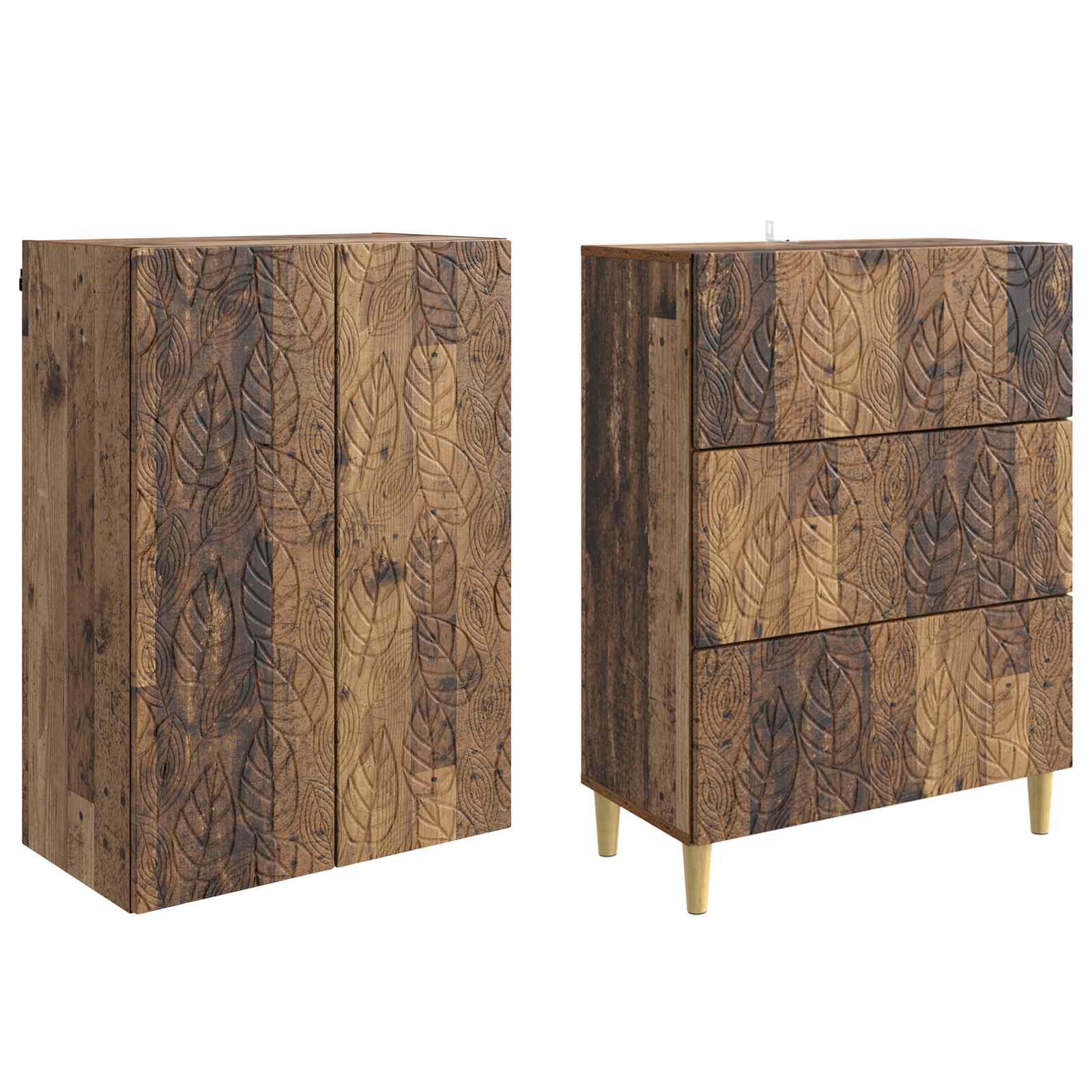 Kastenset 2 pcs Oud hout 66 x 34,5 x 90 cm Bewerkt hout is nu te koop bij PeponiXL, paradijselijk wonen!