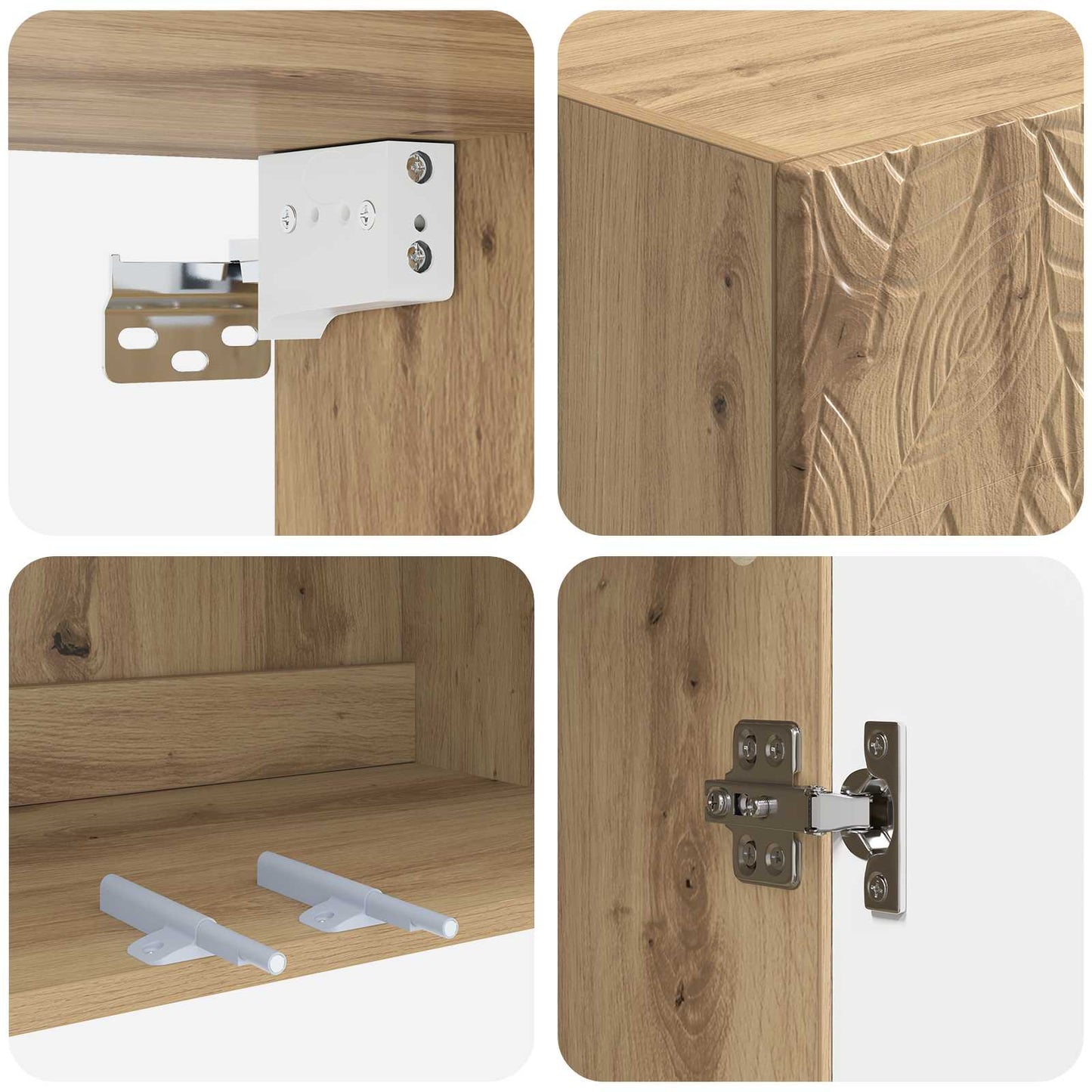 Kastenset 2 pcs Artisanaal eiken 66 x 34,5 x 90 cm Bewerkt hout is nu te koop bij PeponiXL, paradijselijk wonen!