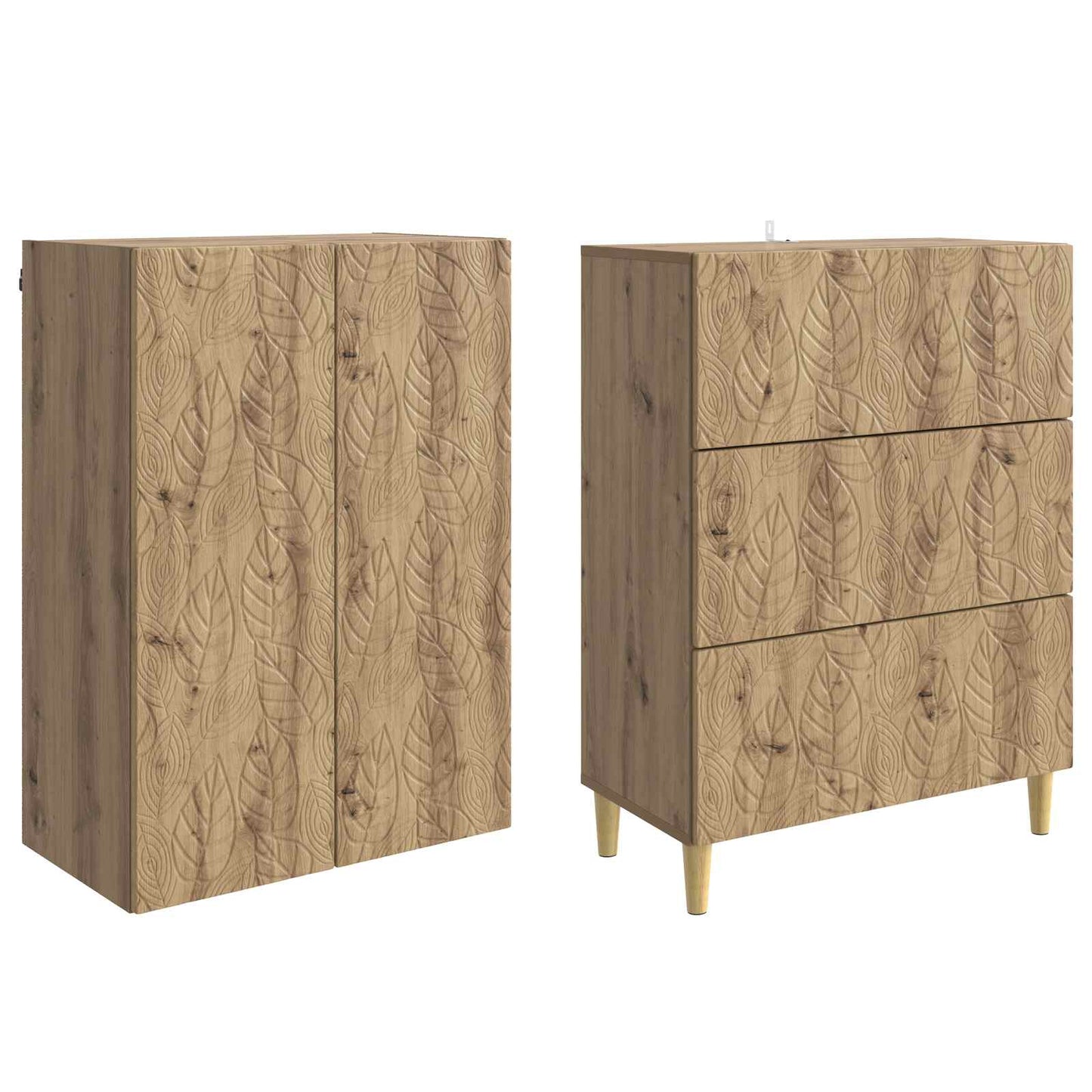 Kastenset 2 pcs Artisanaal eiken 66 x 34,5 x 90 cm Bewerkt hout is nu te koop bij PeponiXL, paradijselijk wonen!