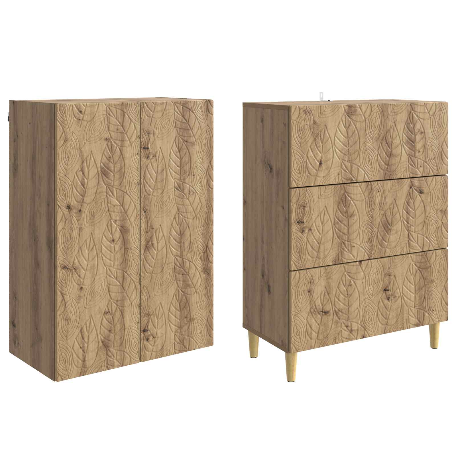 Kastenset 2 pcs Artisanaal eiken 66 x 34,5 x 90 cm Bewerkt hout is nu te koop bij PeponiXL, paradijselijk wonen!