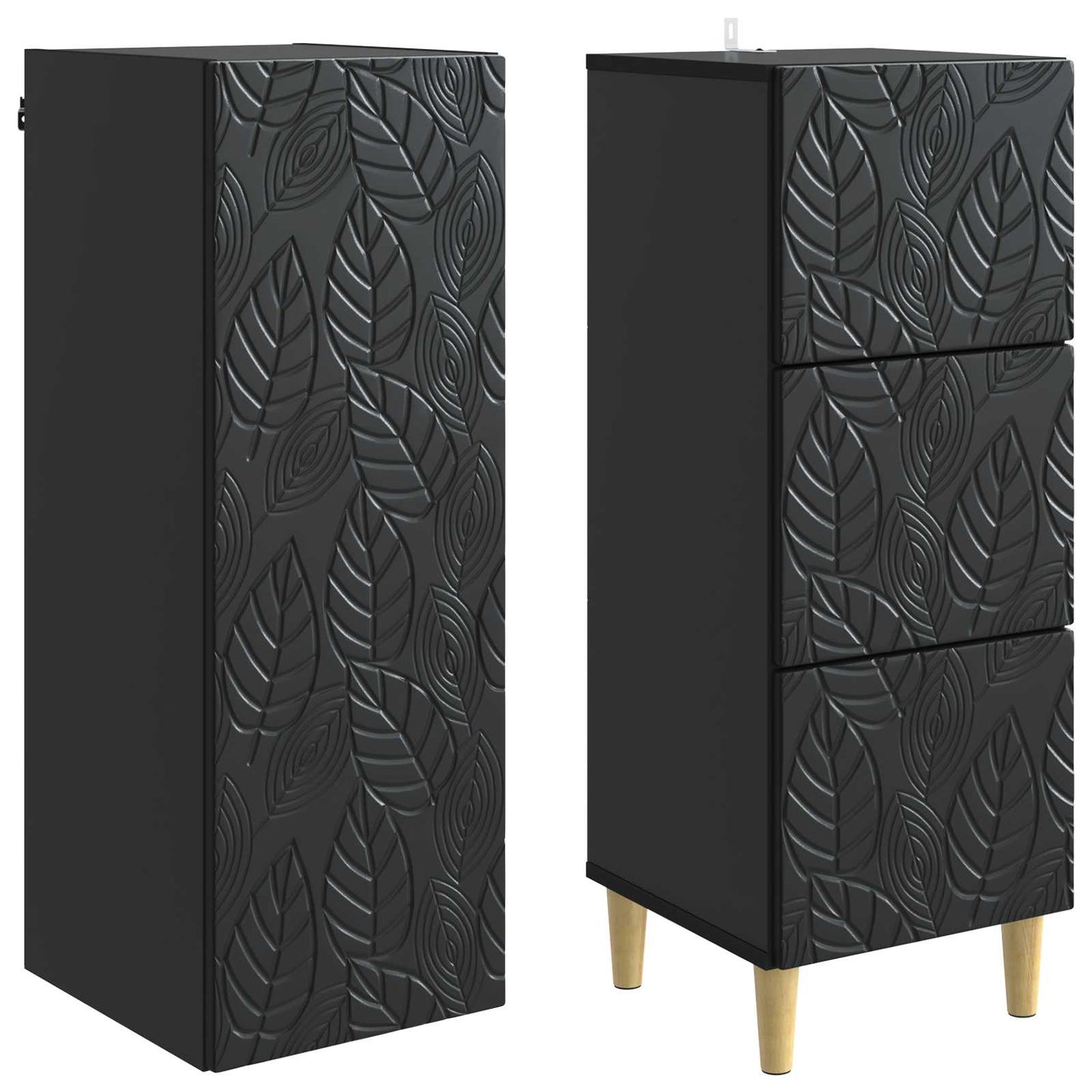 Kastenset 2 pcs Zwart 33 x 34,5 x 90 cm Bewerkt hout is nu te koop bij PeponiXL, paradijselijk wonen!