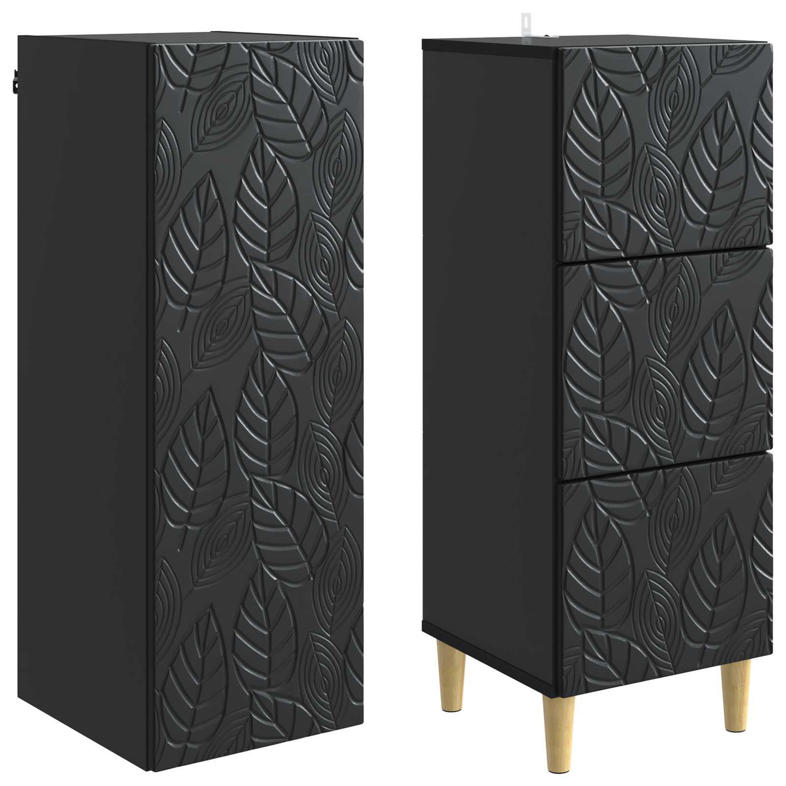 Kastenset 2 pcs Zwart 33 x 34,5 x 90 cm Bewerkt hout is nu te koop bij PeponiXL, paradijselijk wonen!