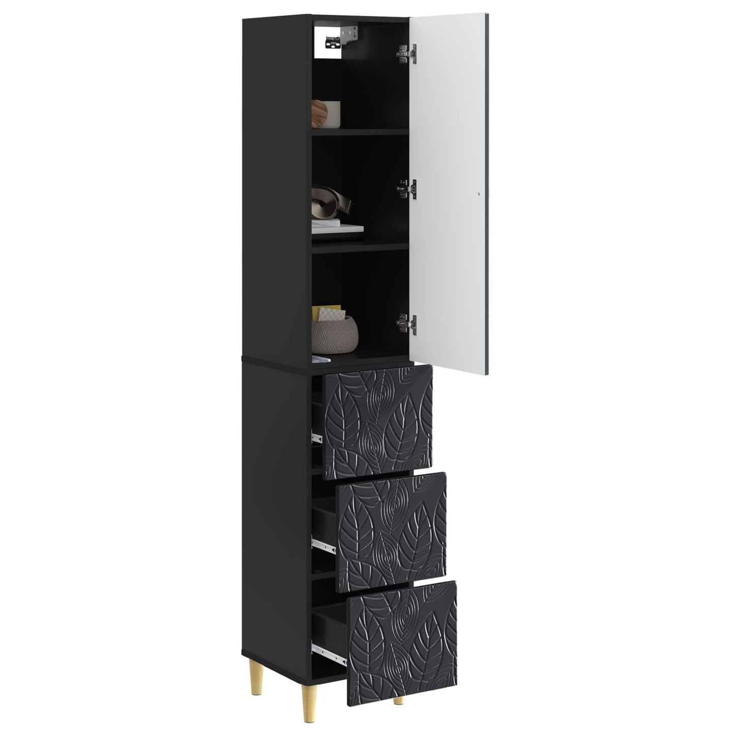 Kastenset 2 pcs Zwart 33 x 34,5 x 90 cm Bewerkt hout is nu te koop bij PeponiXL, paradijselijk wonen!