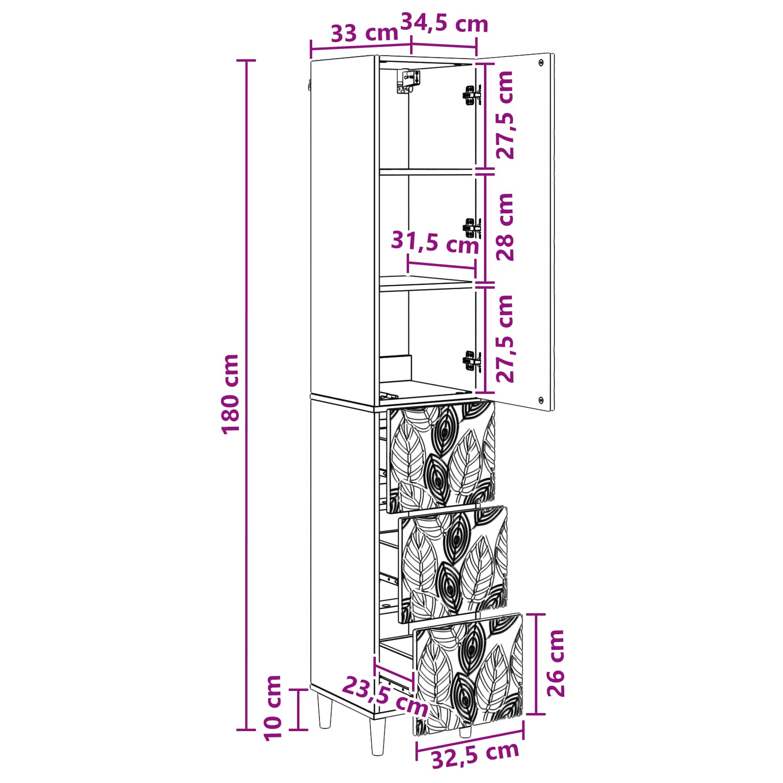 Kastenset 2 pcs Zwart 33 x 34,5 x 90 cm Bewerkt hout is nu te koop bij PeponiXL, paradijselijk wonen!
