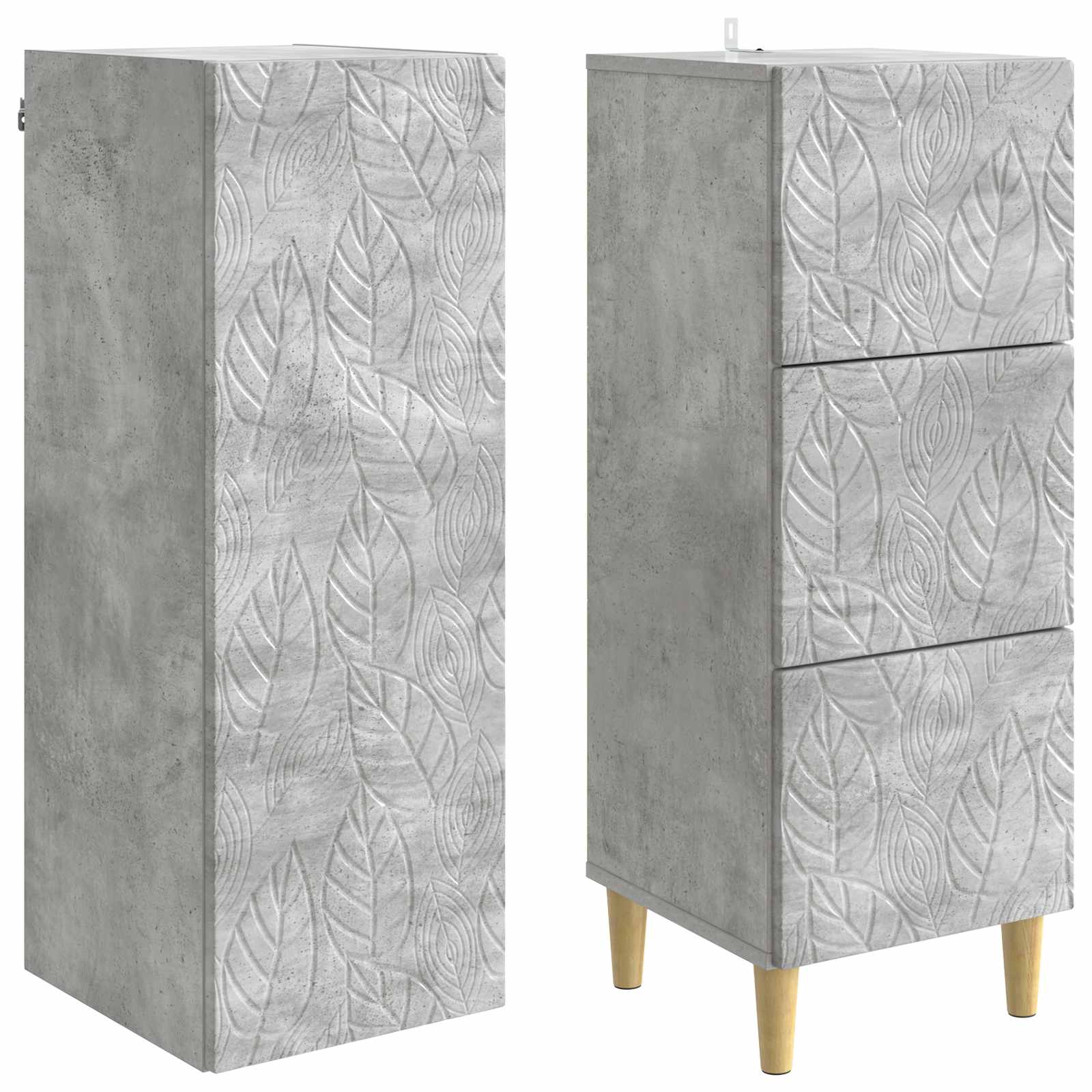 Kastenset 2 pcs Betongrijs 33 x 34,5 x 90 cm Bewerkt hout is nu te koop bij PeponiXL, paradijselijk wonen!
