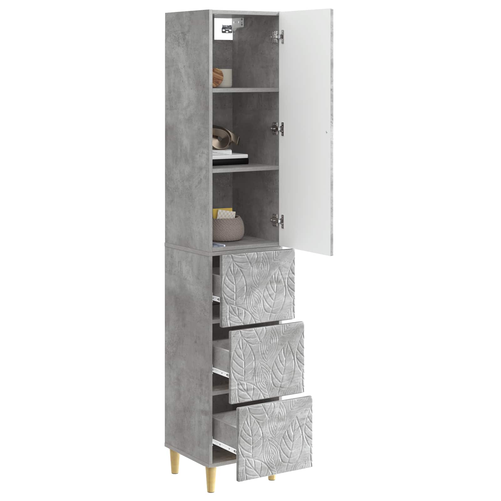 Kastenset 2 pcs Betongrijs 33 x 34,5 x 90 cm Bewerkt hout is nu te koop bij PeponiXL, paradijselijk wonen!